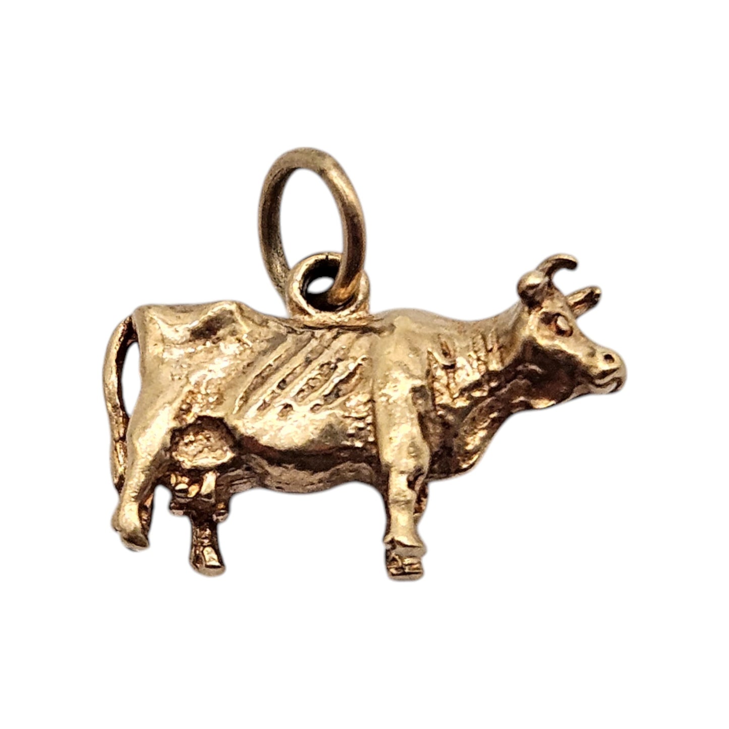 Irish 9ct 375 Yellow Gold Cow Charm 1978 L 1.8 cm 3.3 g.