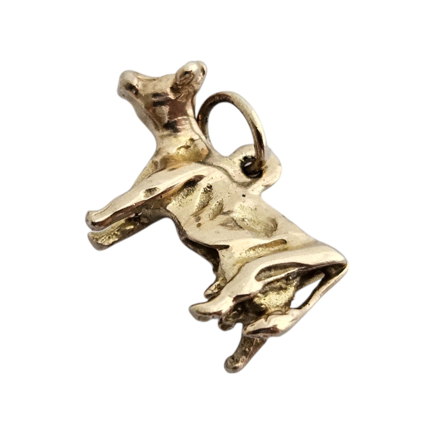 9ct 375 Yellow Gold Cow Charm 1985 L 1.7 cm 1.7 g.
