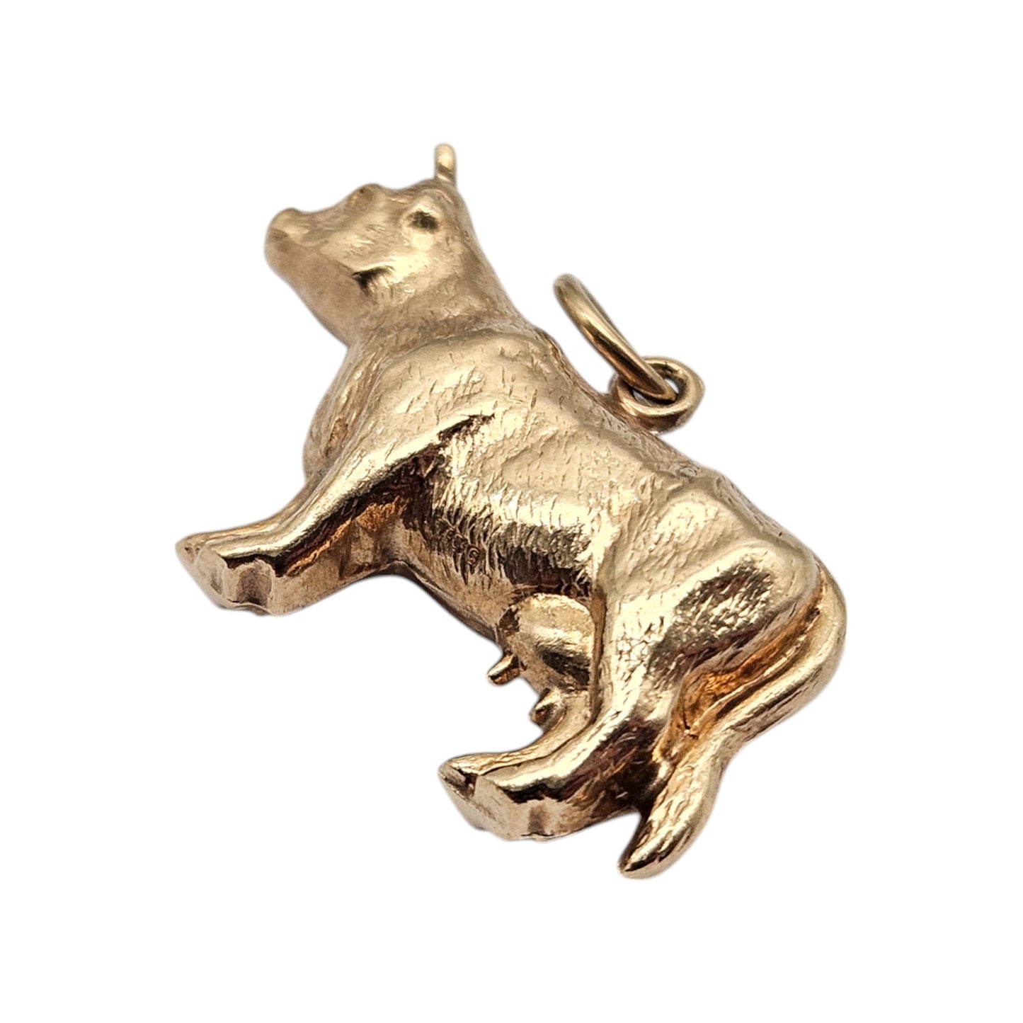 Chester 9ct 375 Yellow Gold Cow Charm 1959 L 2.3 cm 1.3 g.