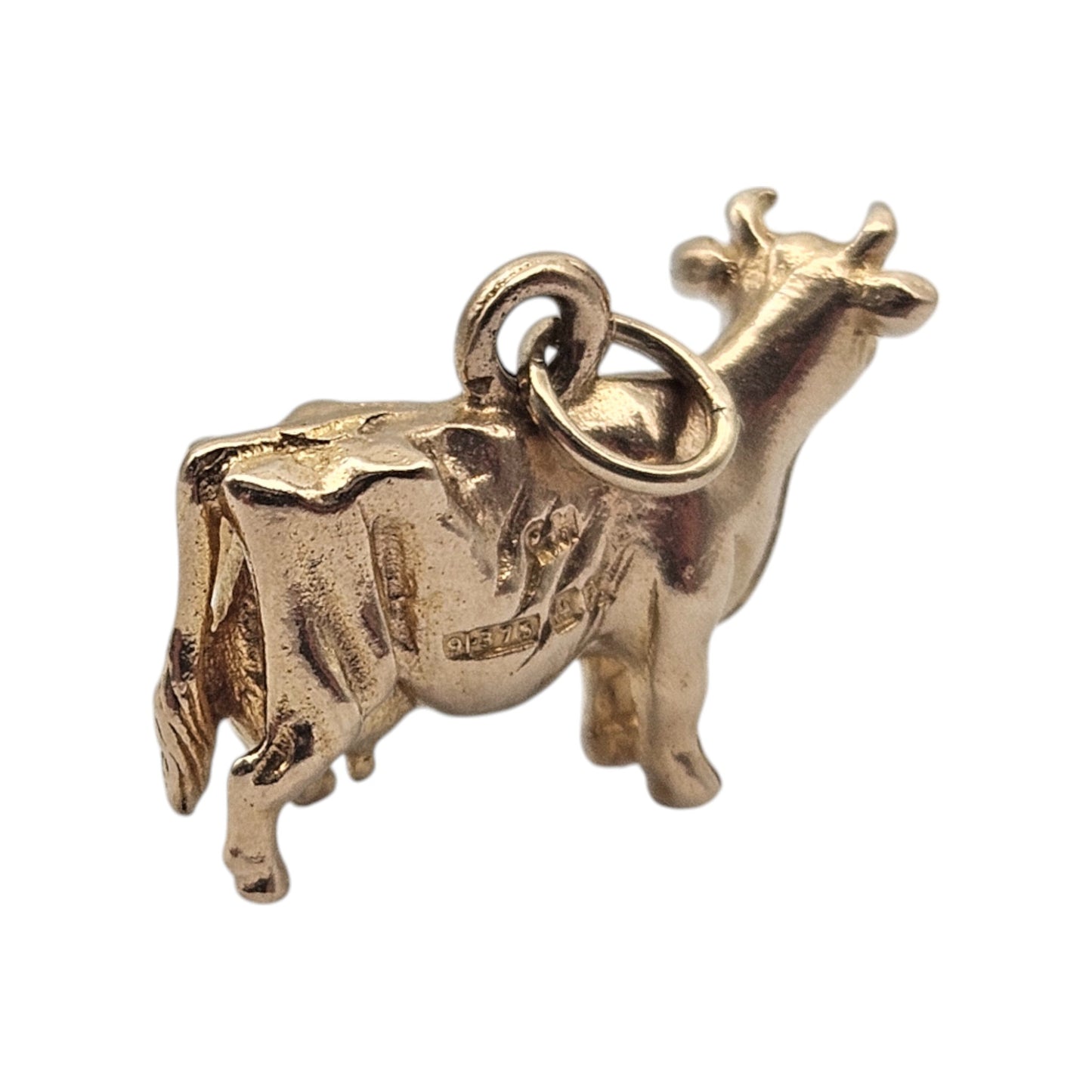 9ct 375 Yellow Gold Cow Charm 1959 L 1.5 cm 2.9 g.