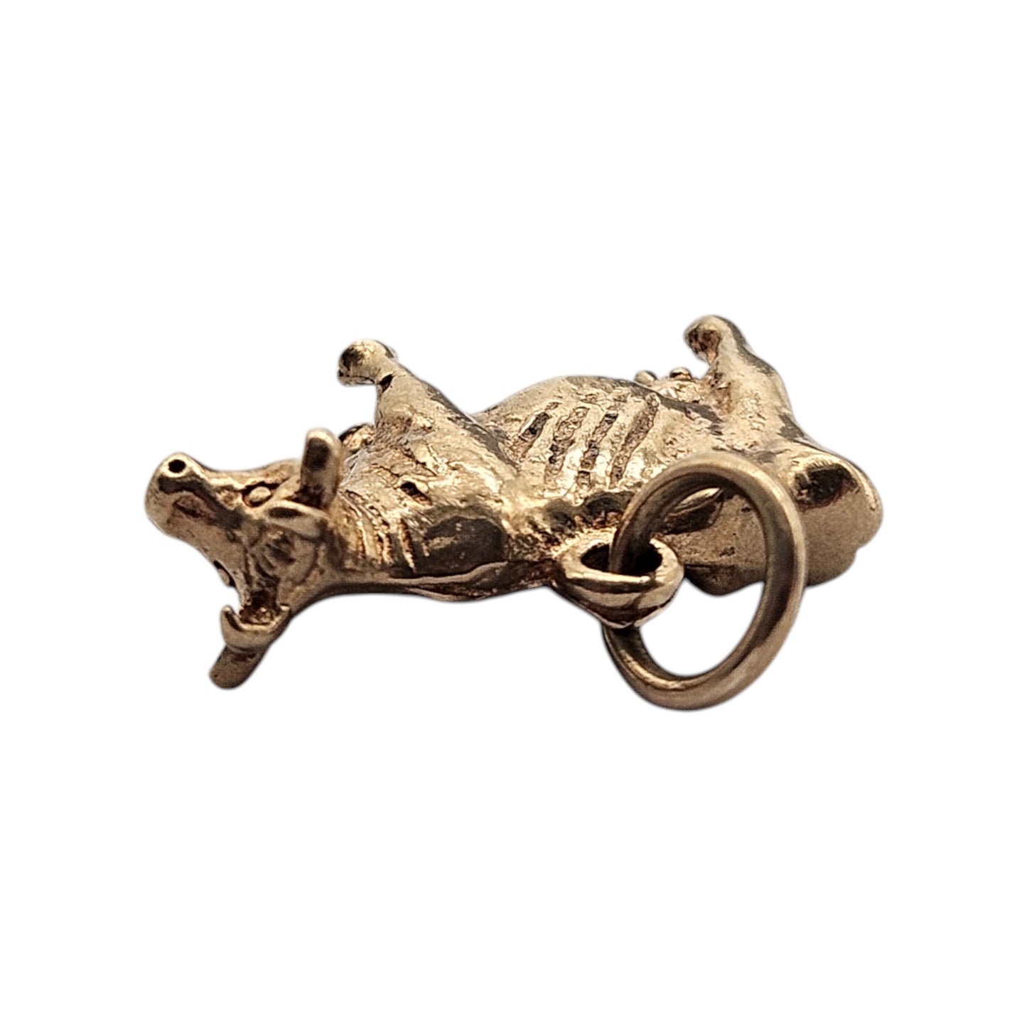 Irish 9ct 375 Yellow Gold Cow Charm 1978 L 1.8 cm 3.3 g.