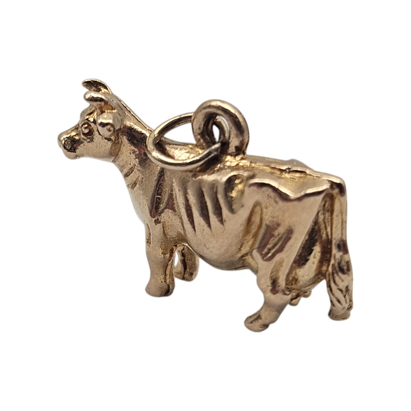 9ct 375 Yellow Gold Cow Charm 1959 L 1.5 cm 2.9 g.