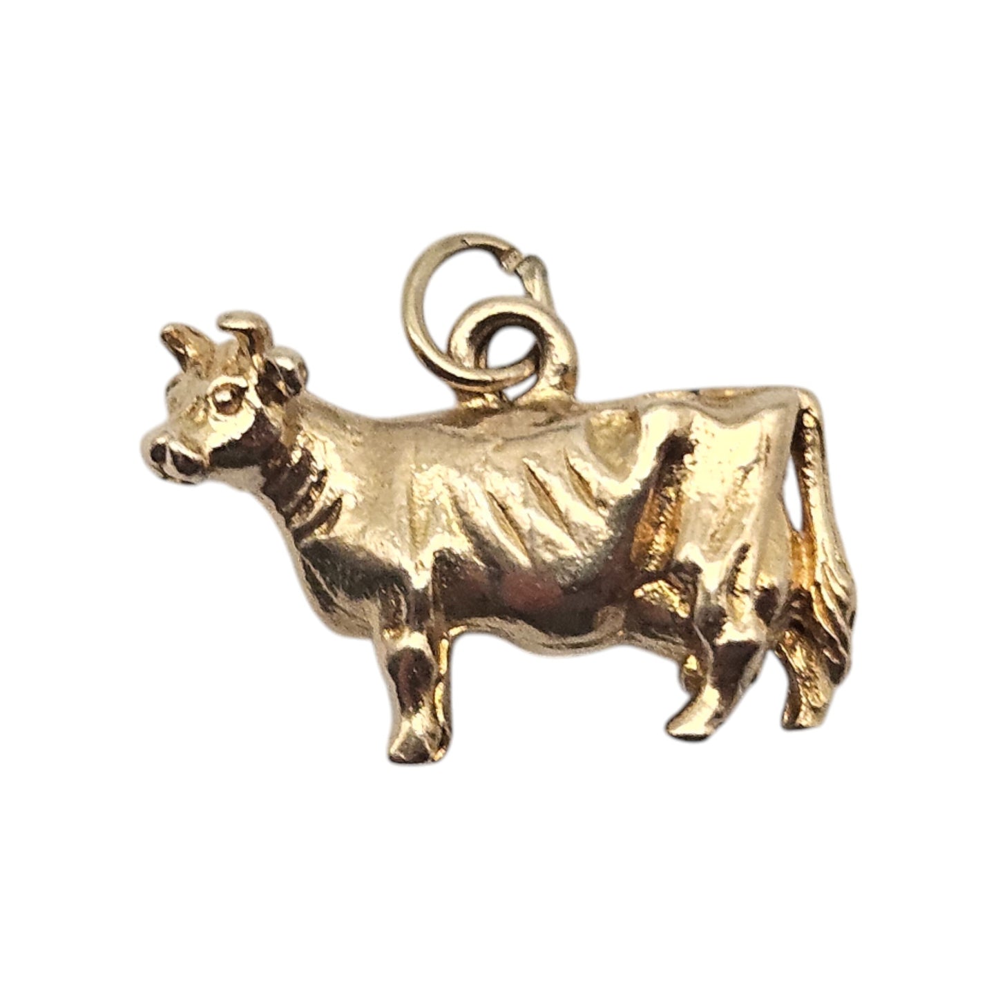 9ct 375 Yellow Gold Cow Charm 1959 L 1.5 cm 2.9 g.