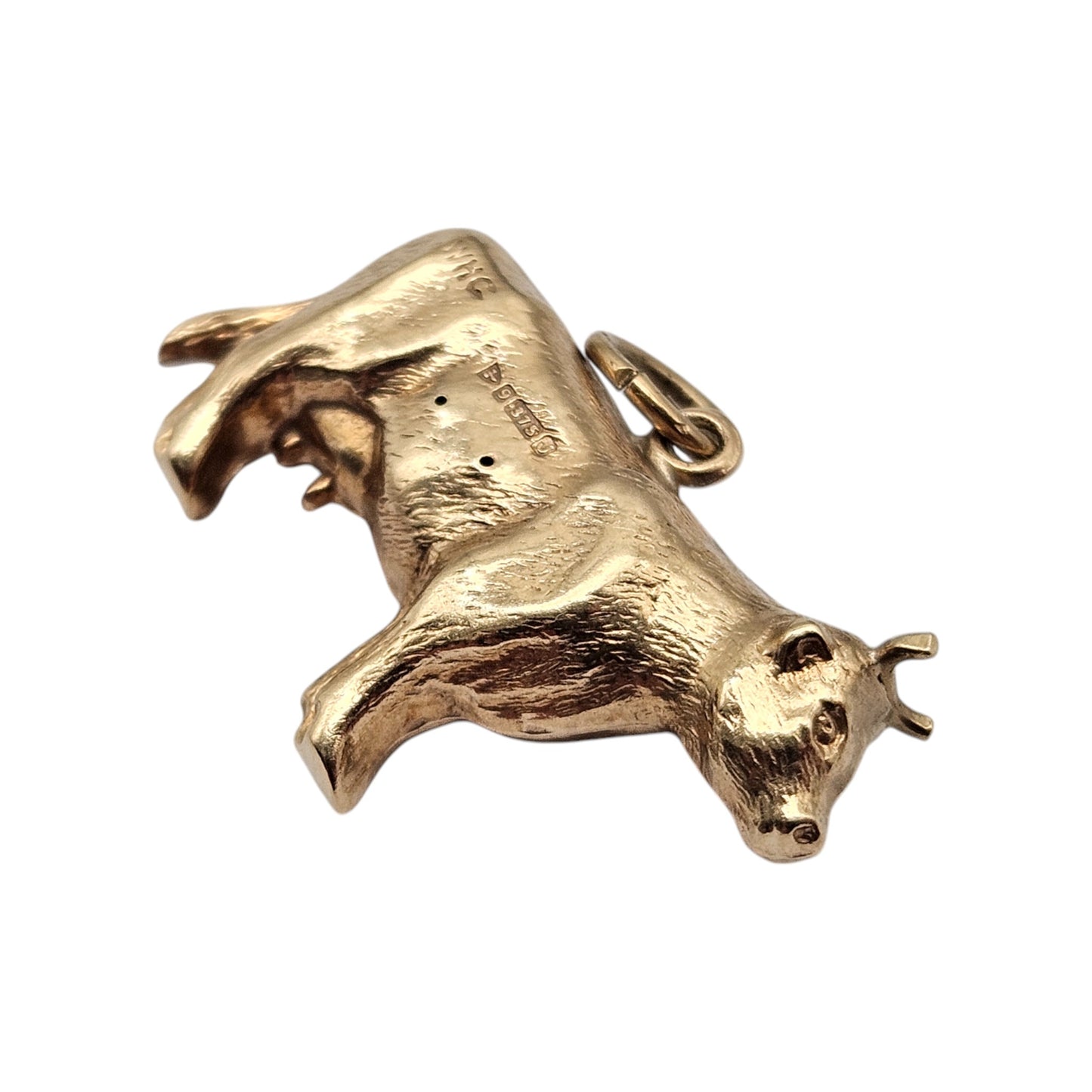 Chester 9ct 375 Yellow Gold Cow Charm 1959 L 2.3 cm 1.3 g.
