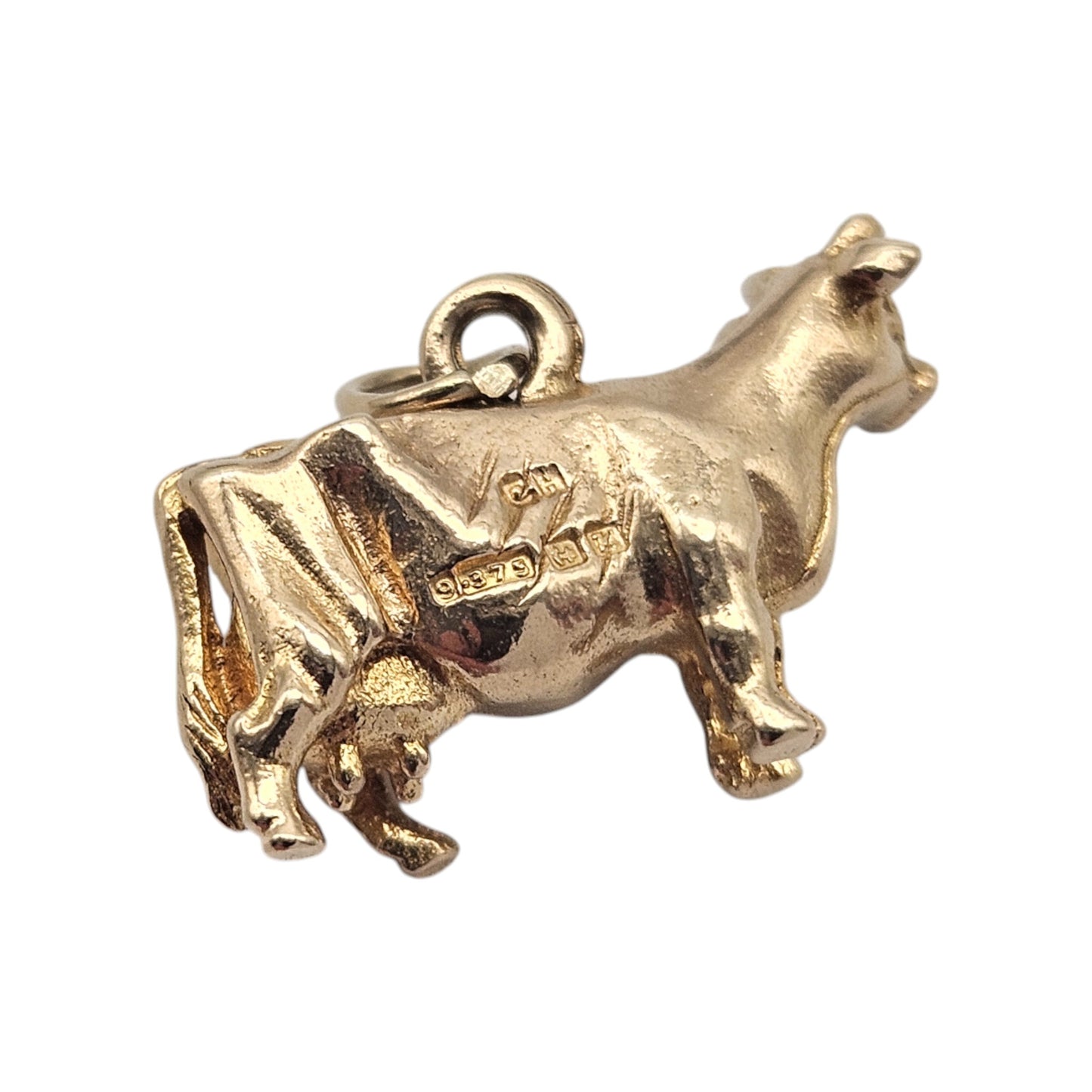9ct 375 Yellow Gold Cow Charm 1959 L 1.5 cm 2.9 g.