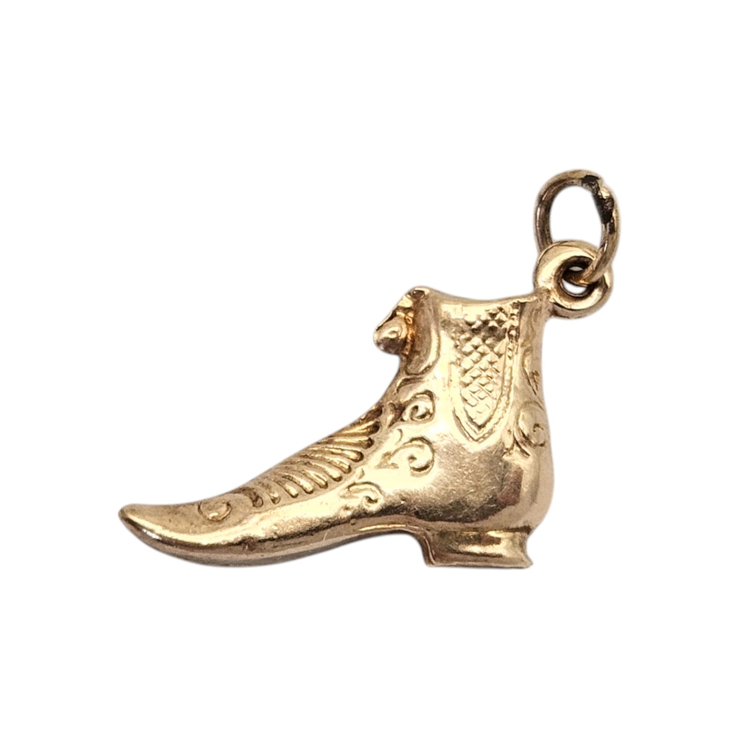 9ct 375 Yellow Gold Cowboy Boot Charm 1962 L 1.5 cm 0.4 g.