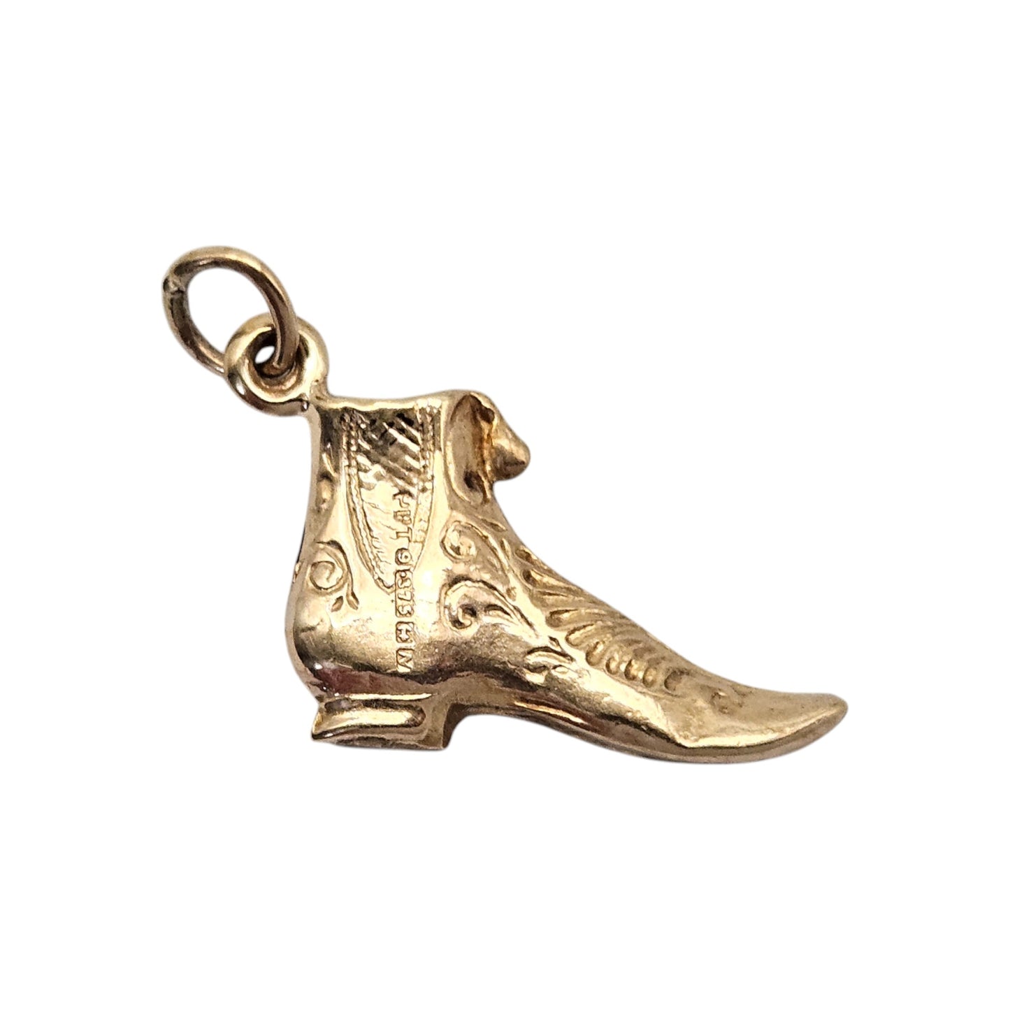9ct 375 Yellow Gold Cowboy Boot Charm 1962 L 1.5 cm 0.4 g.