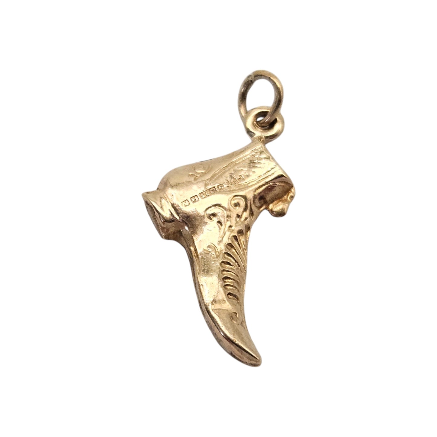 9ct 375 Yellow Gold Cowboy Boot Charm 1962 L 1.5 cm 0.4 g.