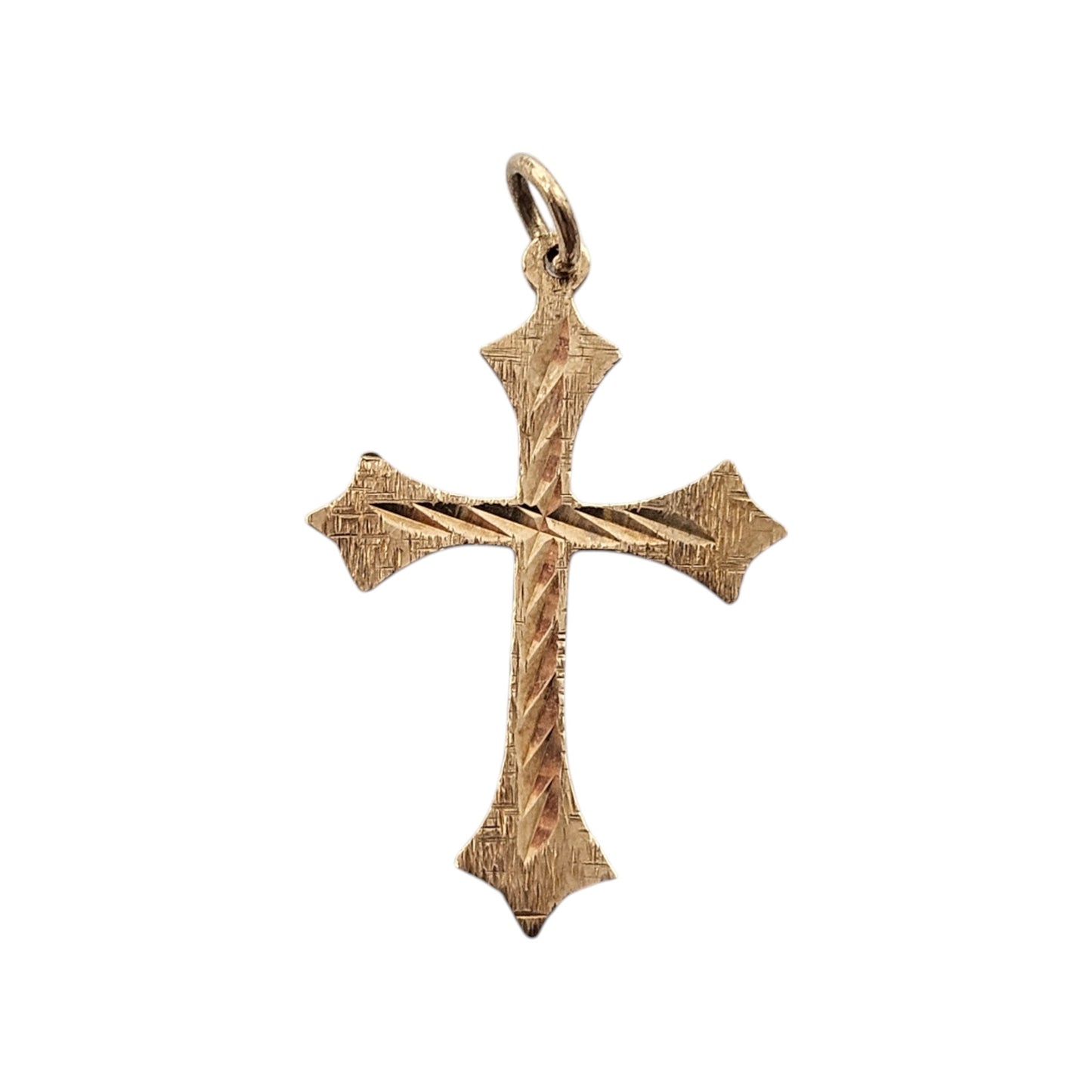 9ct 375 Yellow Gold Cross Charm 1966 L 2.4 cm 0.7 g.
