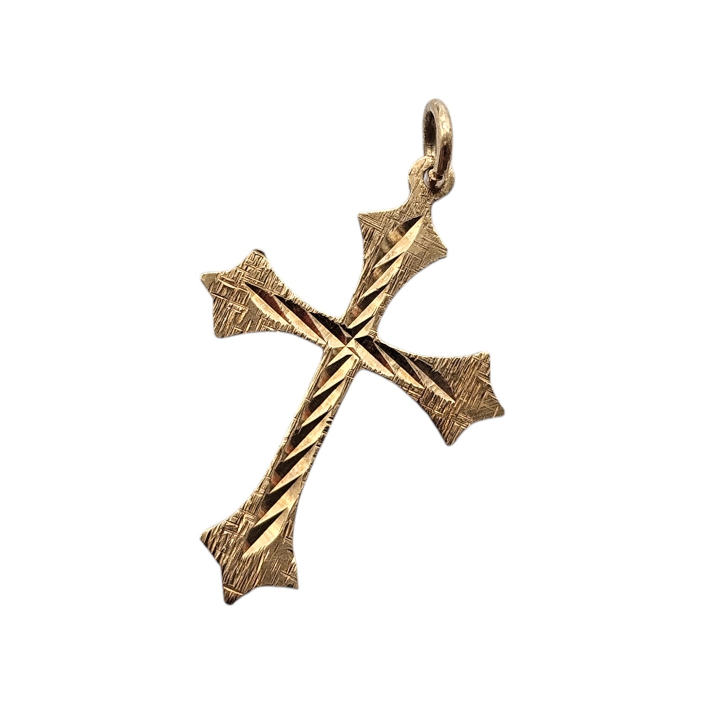 9ct 375 Yellow Gold Cross Charm 1966 L 2.4 cm 0.7 g.