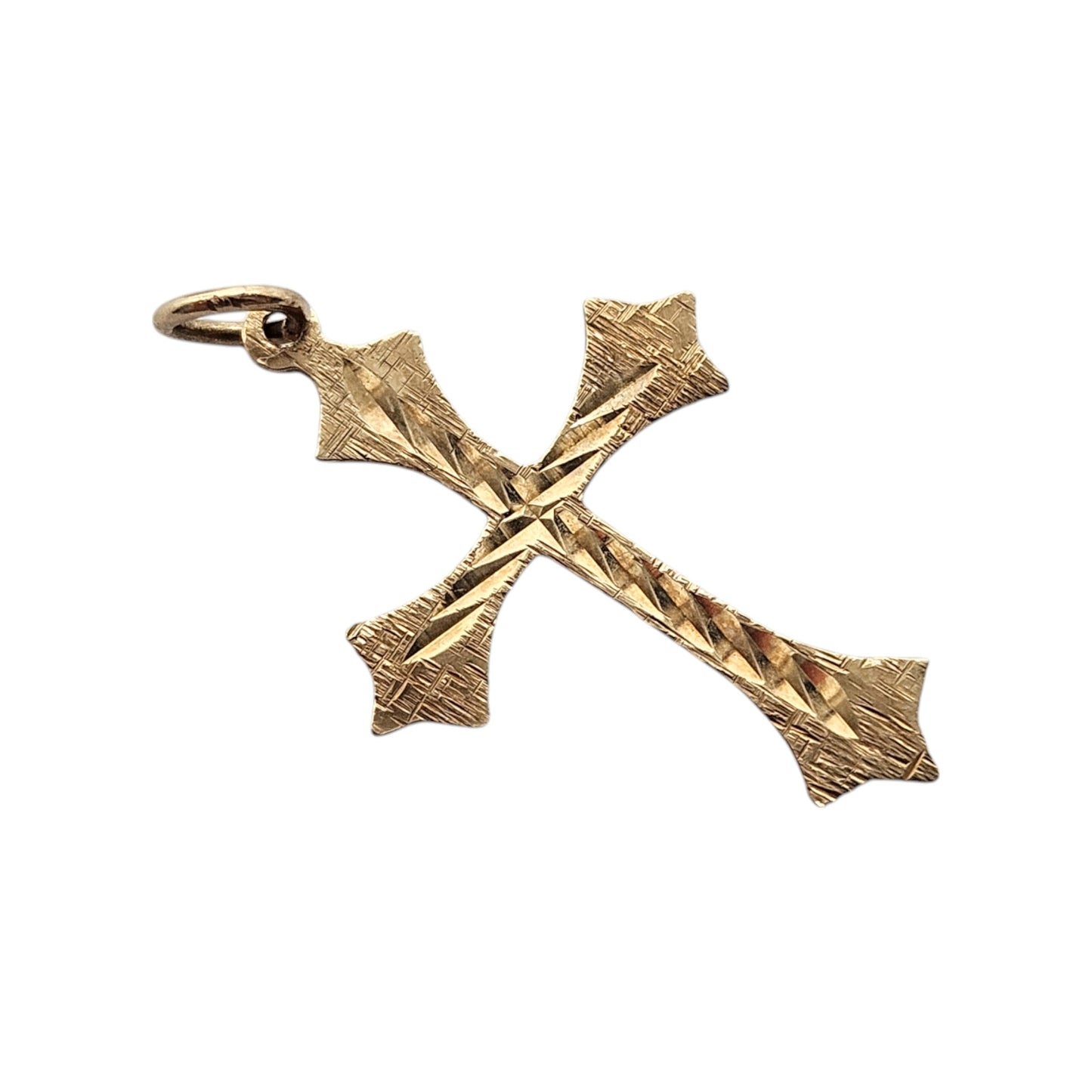 9ct 375 Yellow Gold Cross Charm 1966 L 2.4 cm 0.7 g.
