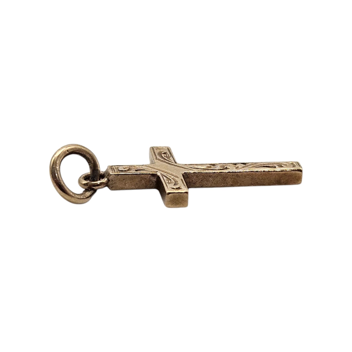 9ct 375 Yellow Gold Cross Charm 1964 L 1.5 cm 0.8 g.