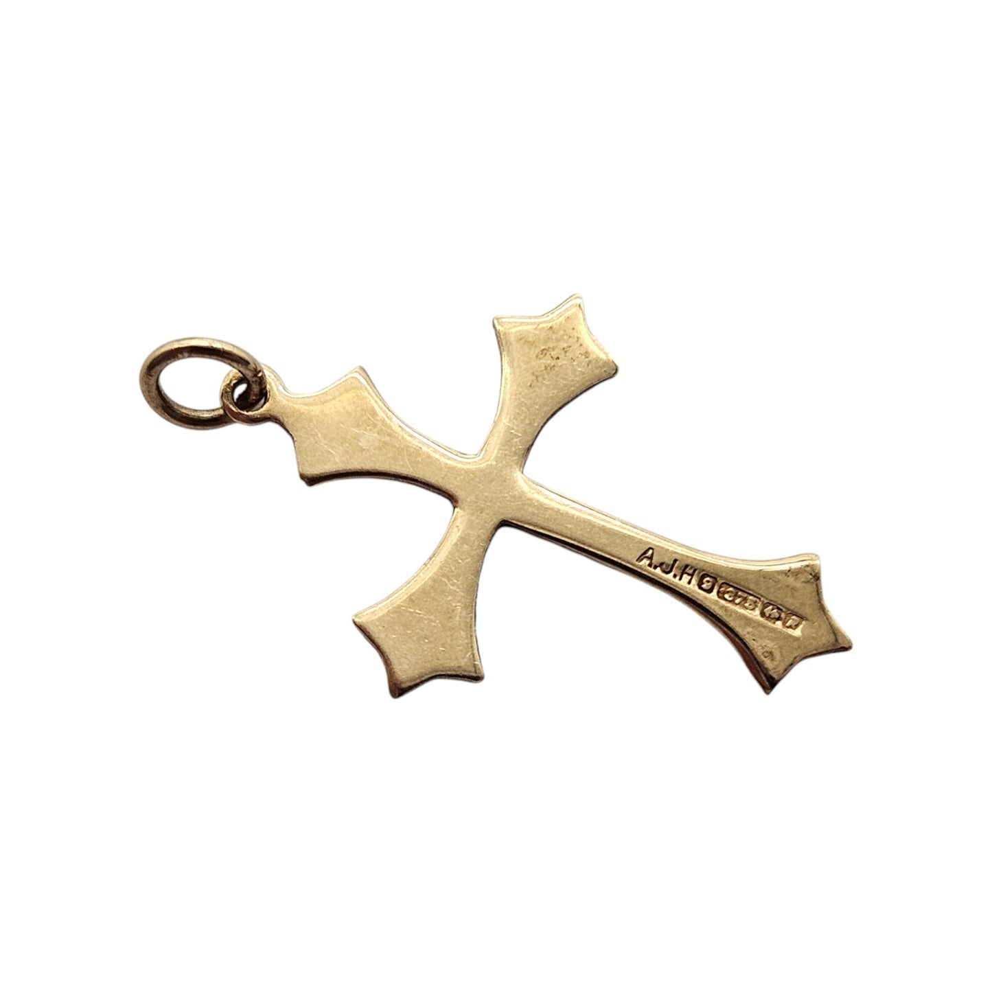 9ct 375 Yellow Gold Cross Charm 1966 L 2.4 cm 0.7 g.