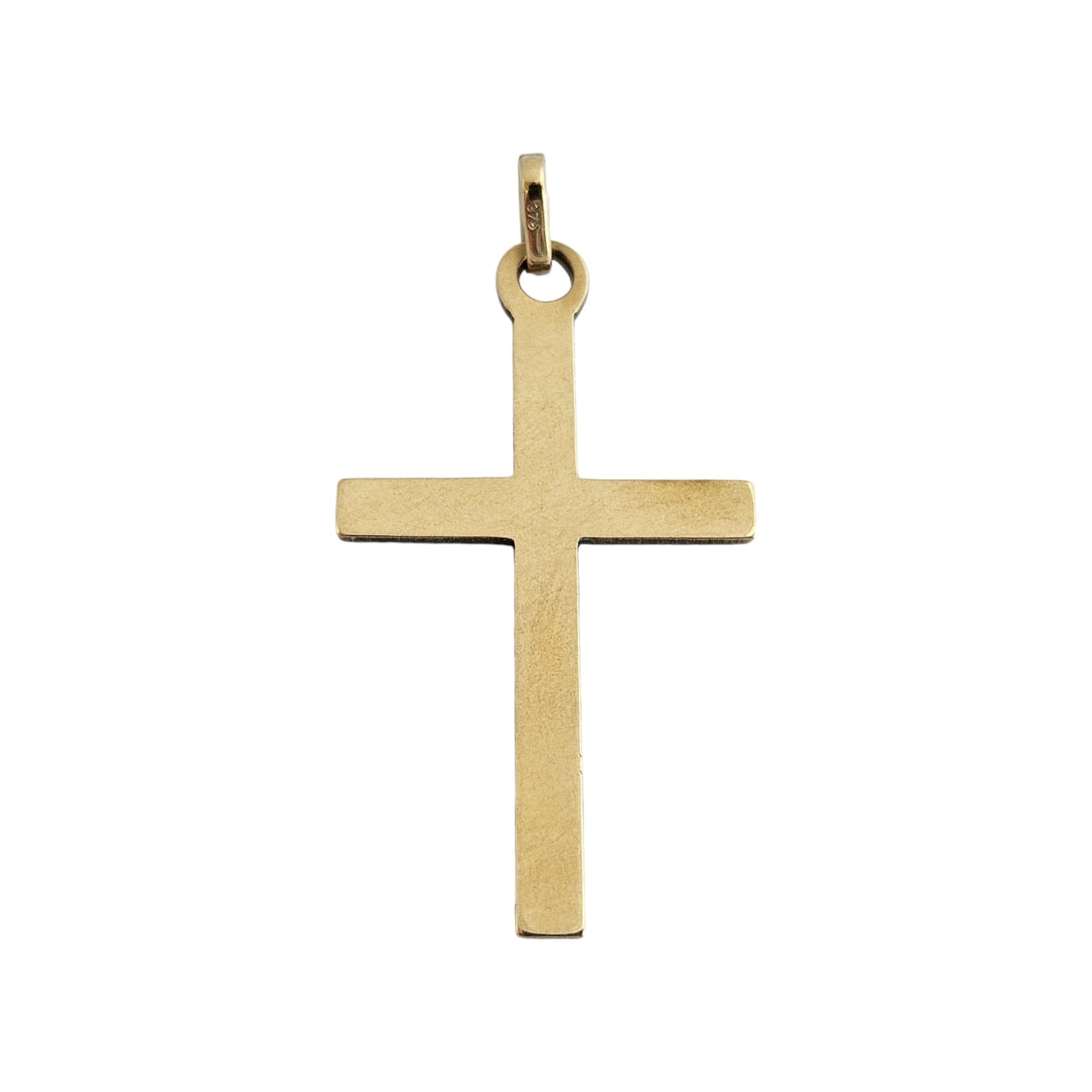 9ct 375 Yellow Gold Engraved Cross Pendant L 3.4 cm 1.7 g