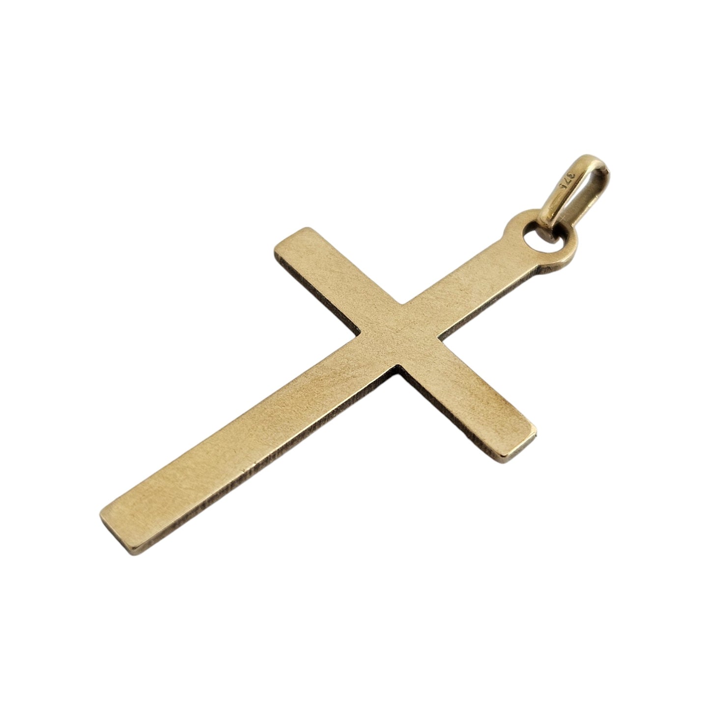 9ct 375 Yellow Gold Engraved Cross Pendant L 3.4 cm 1.7 g