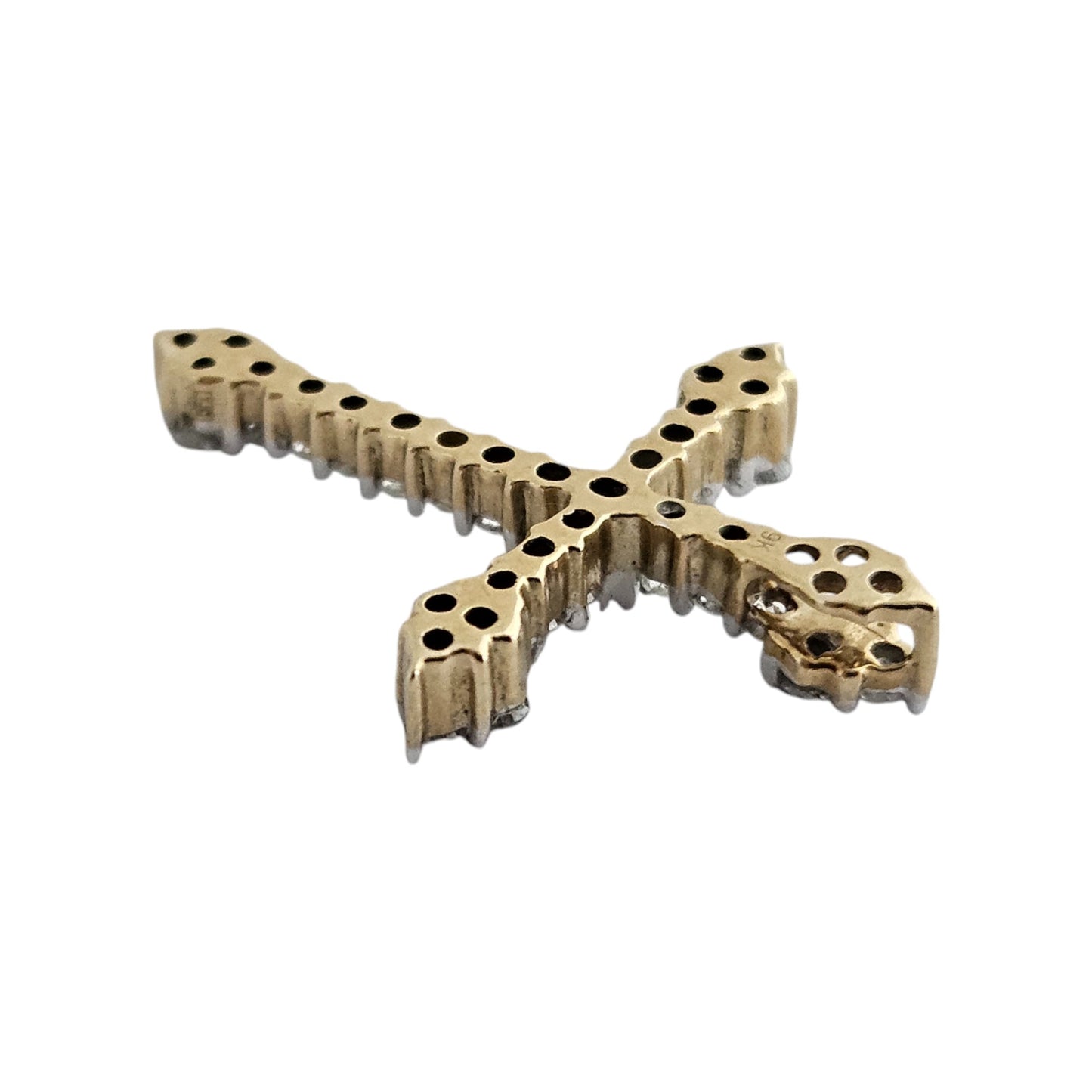 9ct Yellow Gold Cross Pendant Encrusted with Diamonds L 2.5 cm 1.6 g