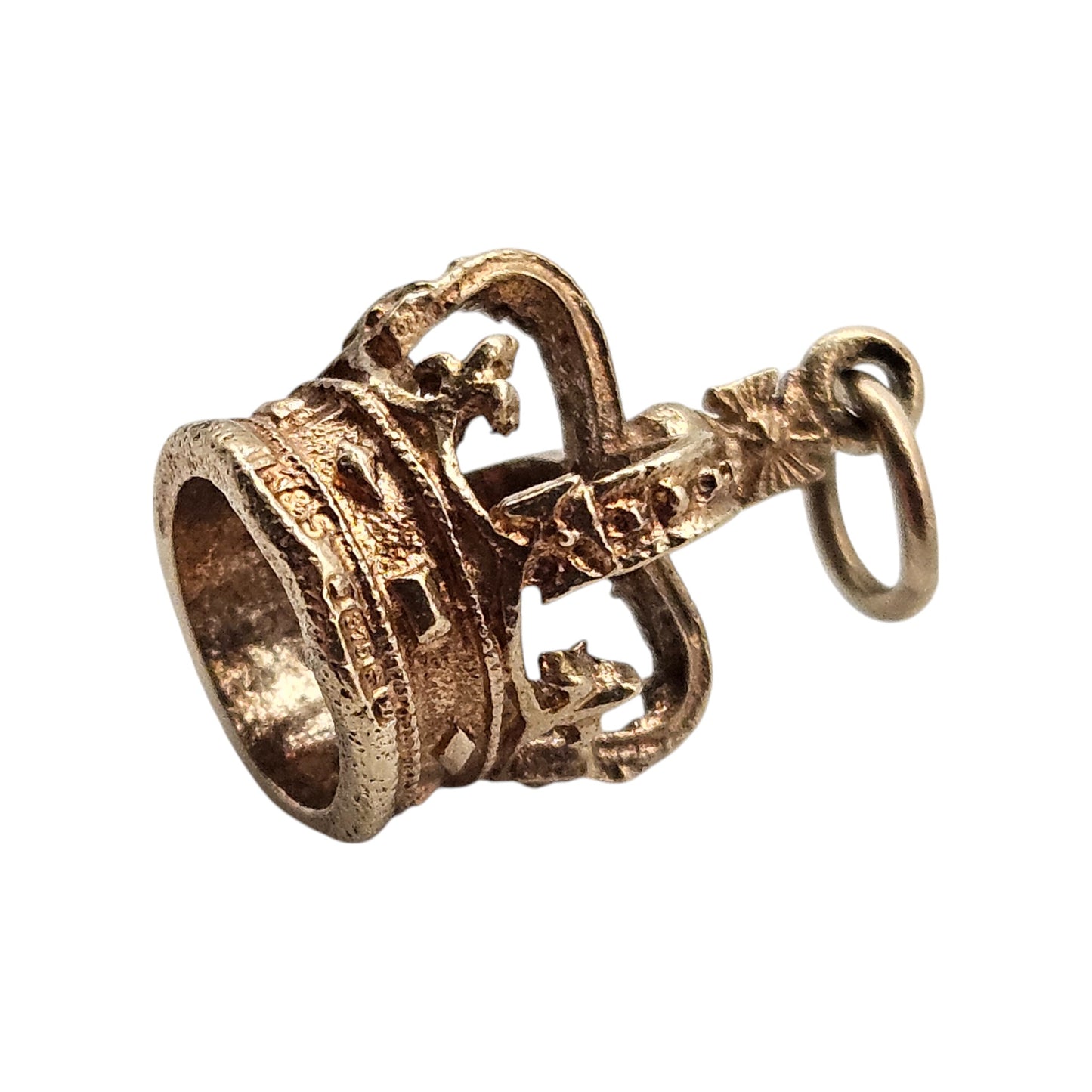 9ct 375 Yellow Gold Crown Charm 1978 L 1.4 cm 2.2 g.