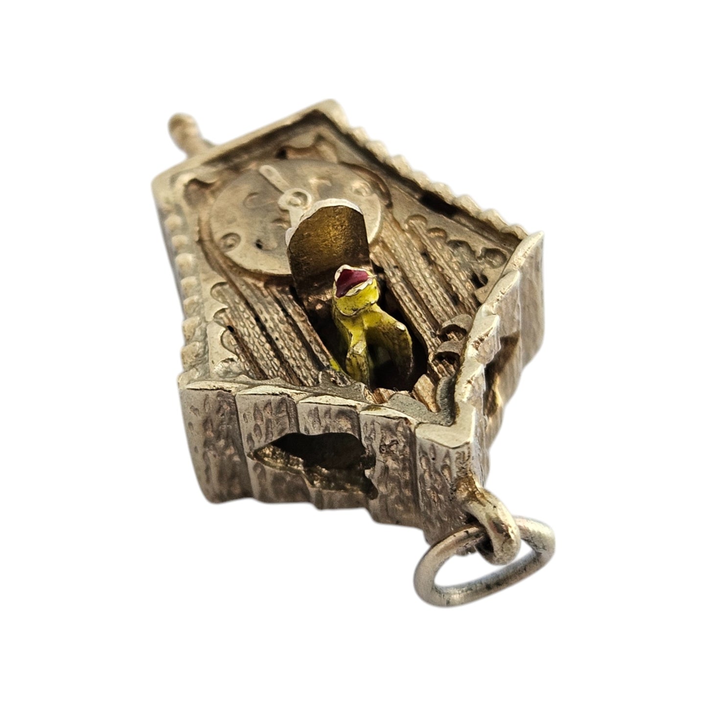 9ct 375 Yellow Gold Cuckoo Clock Articulated Charm 1972 L 2.5 cm 5.2 g