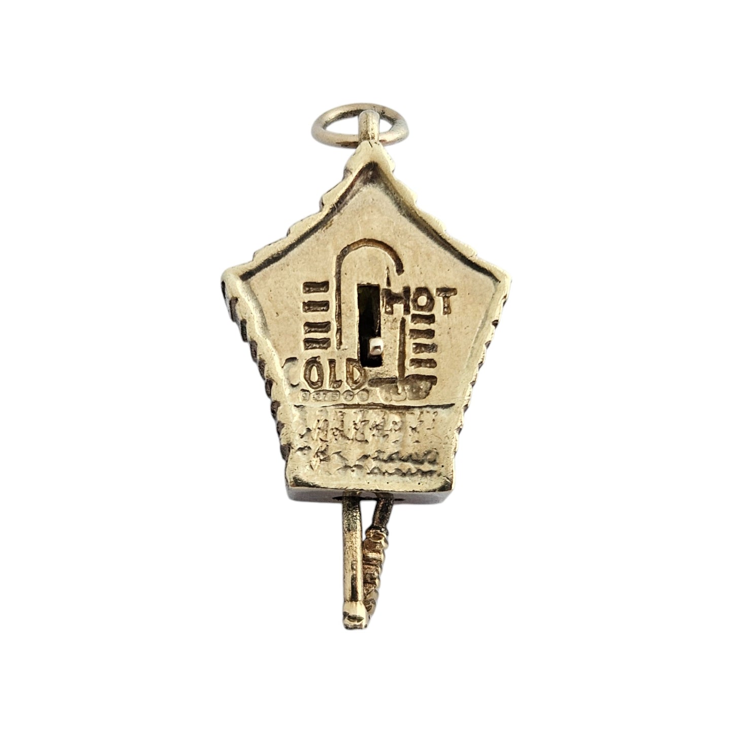 9ct 375 Yellow Gold Cuckoo Clock Articulated Charm 1972 L 2.5 cm 5.2 g
