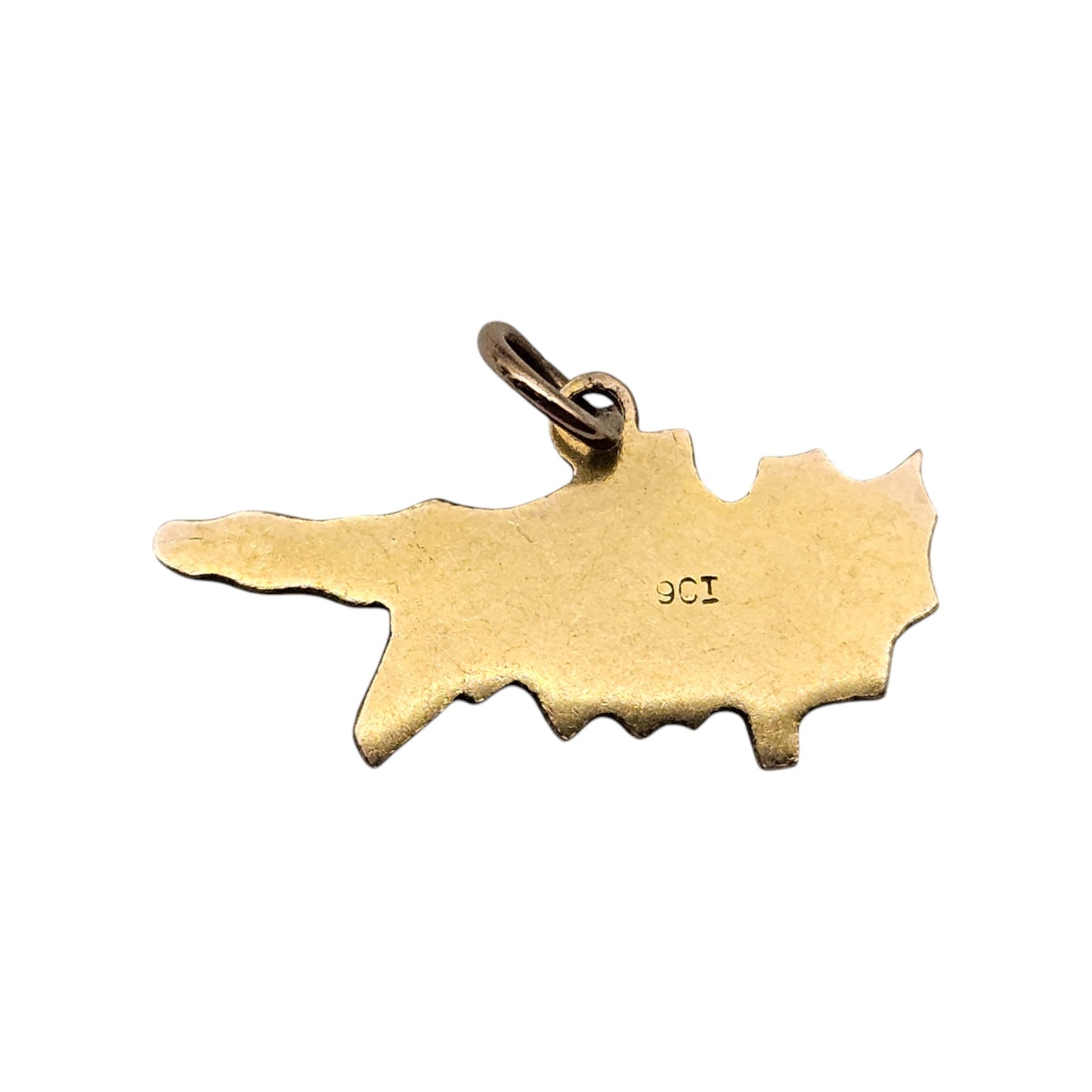 9ct Yellow Gold Cyprus Charm L 2.3 cm 1.1 g.