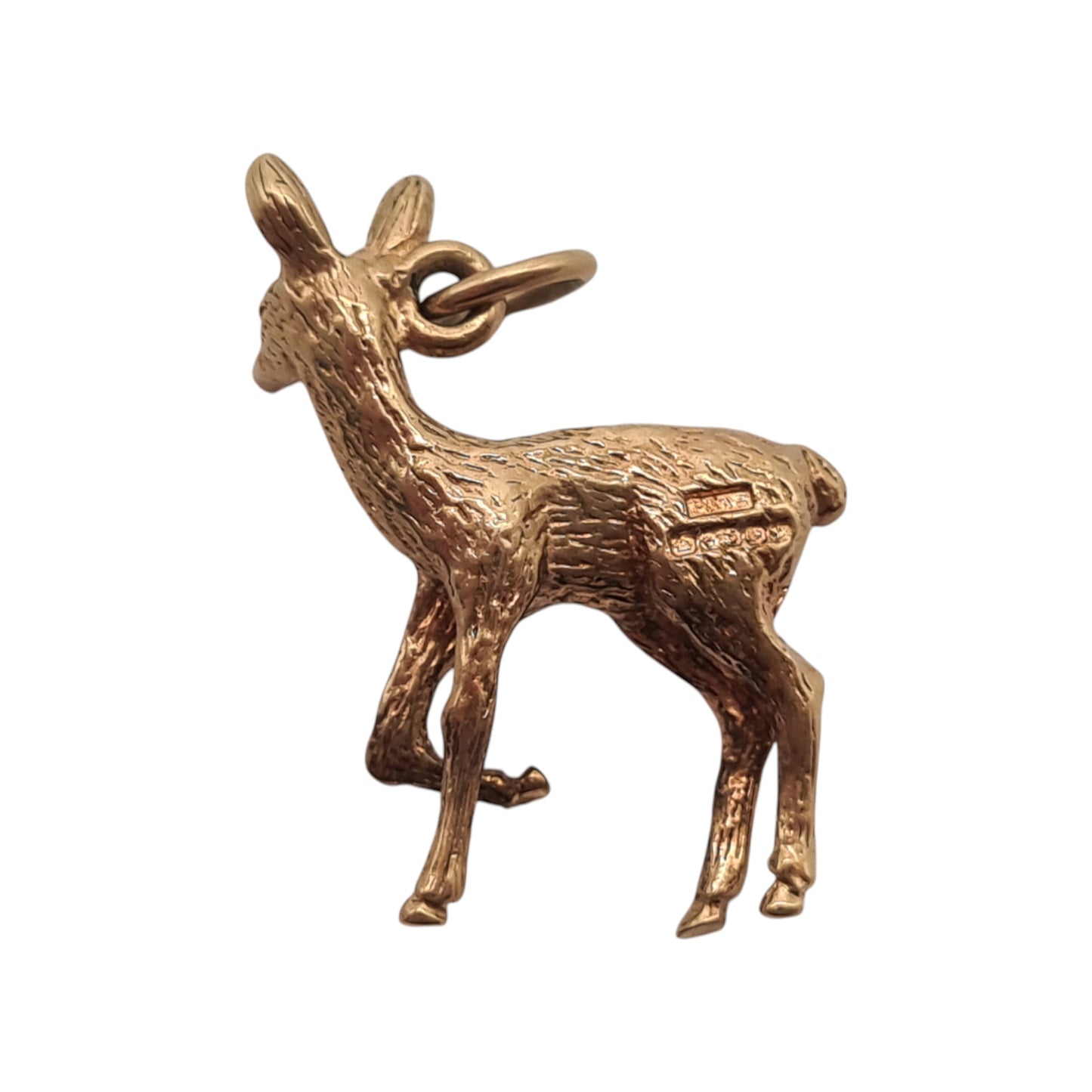 9ct 375 Yellow Gold Deer Bambi Charm 1978 L 2.2 cm 3.5 g.