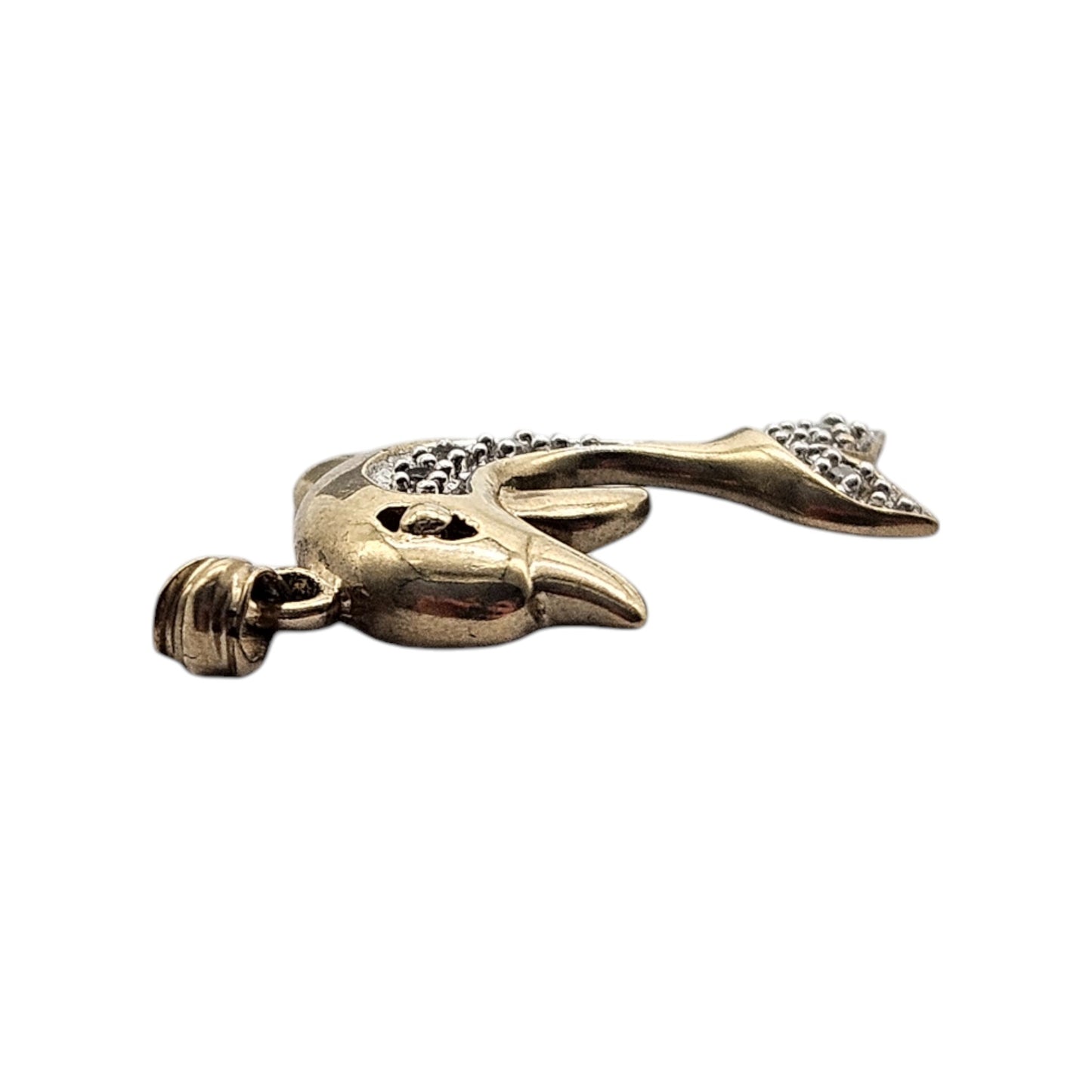 9ct 375 Yellow Gold Dolphin Pendant With Diamonds L 1.9 cm 1.3 g.
