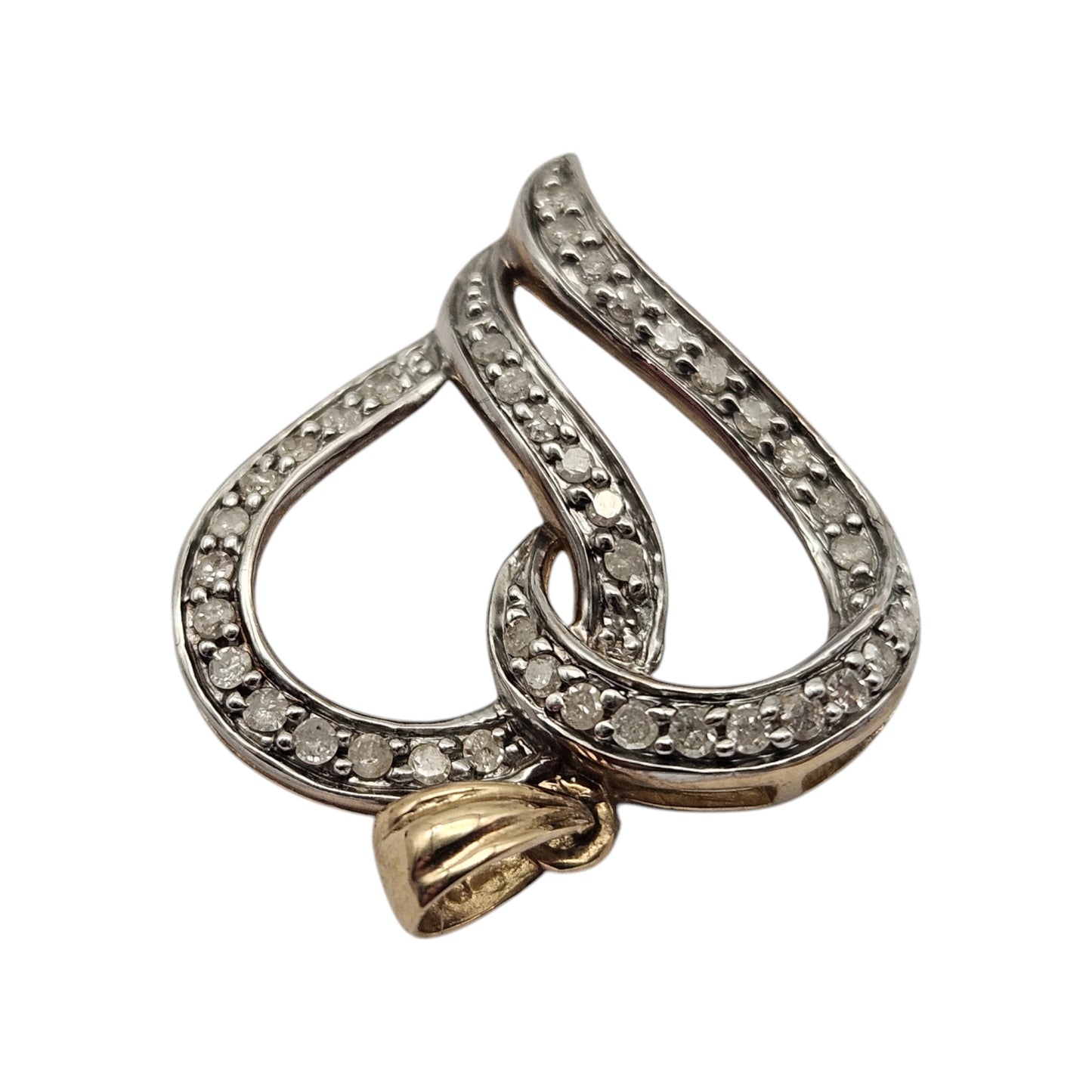 9ct 375 Yellow Gold Heart Pendant With Diamonds L 1.9 cm 1.6 g