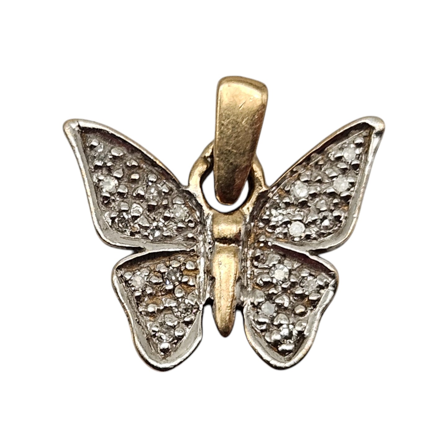 9ct Yellow Gold Butterfly Pendant With Diamonds L 1.4 cm 1.0 g.