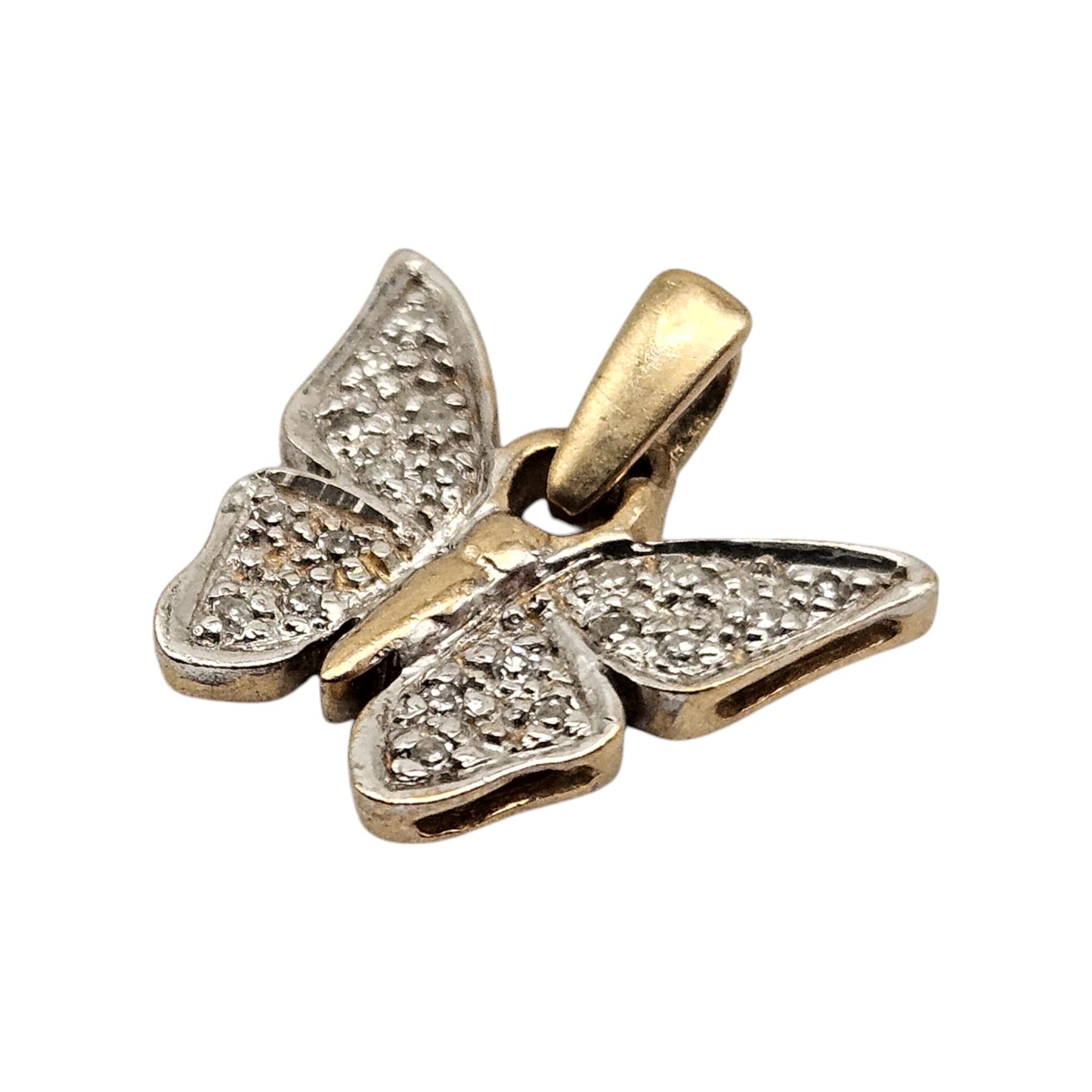 9ct Yellow Gold Butterfly Pendant With Diamonds L 1.4 cm 1.0 g.