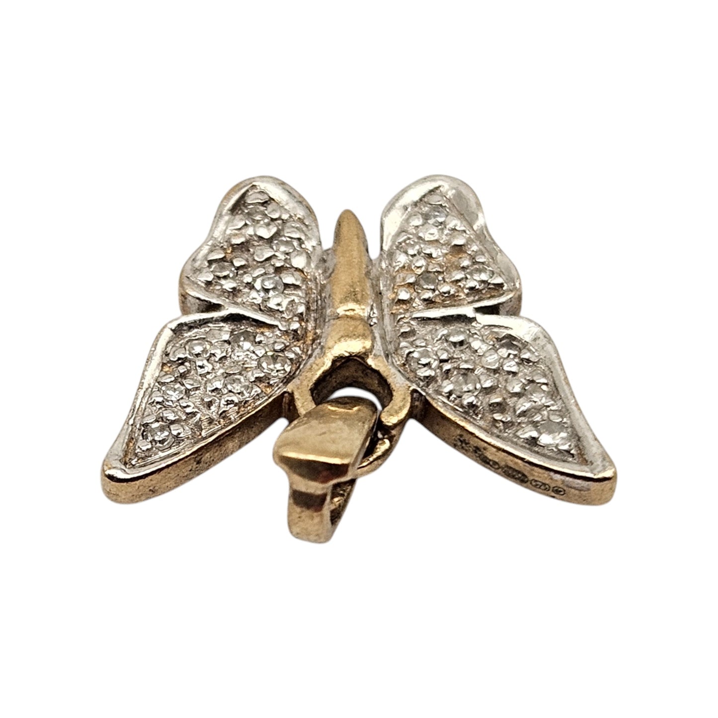 9ct Yellow Gold Butterfly Pendant With Diamonds L 1.4 cm 1.0 g.