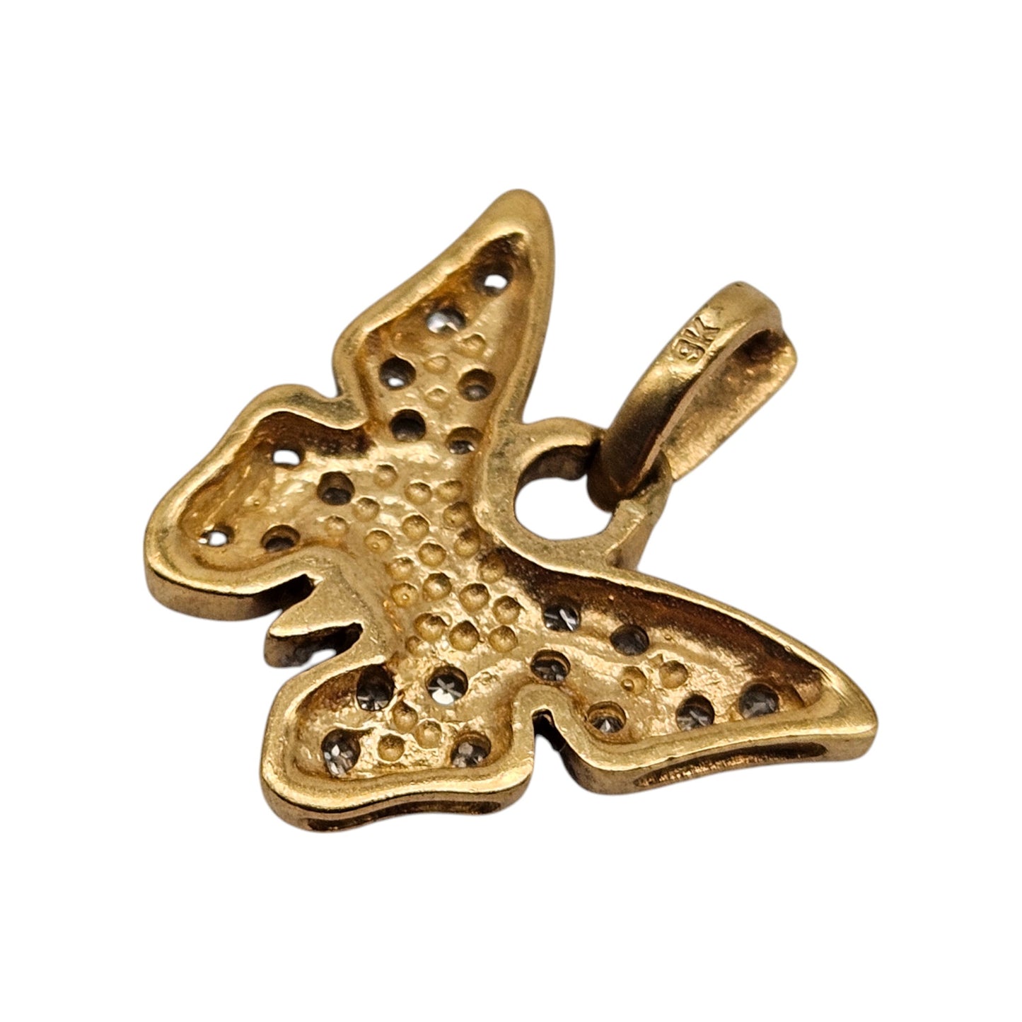 9ct Yellow Gold Butterfly Pendant With Diamonds L 1.4 cm 1.0 g.
