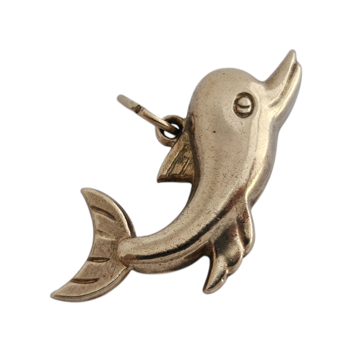 9ct 375 Yellow Gold Dolphin Charm 1970 L 2.8 cm 1.3 g.