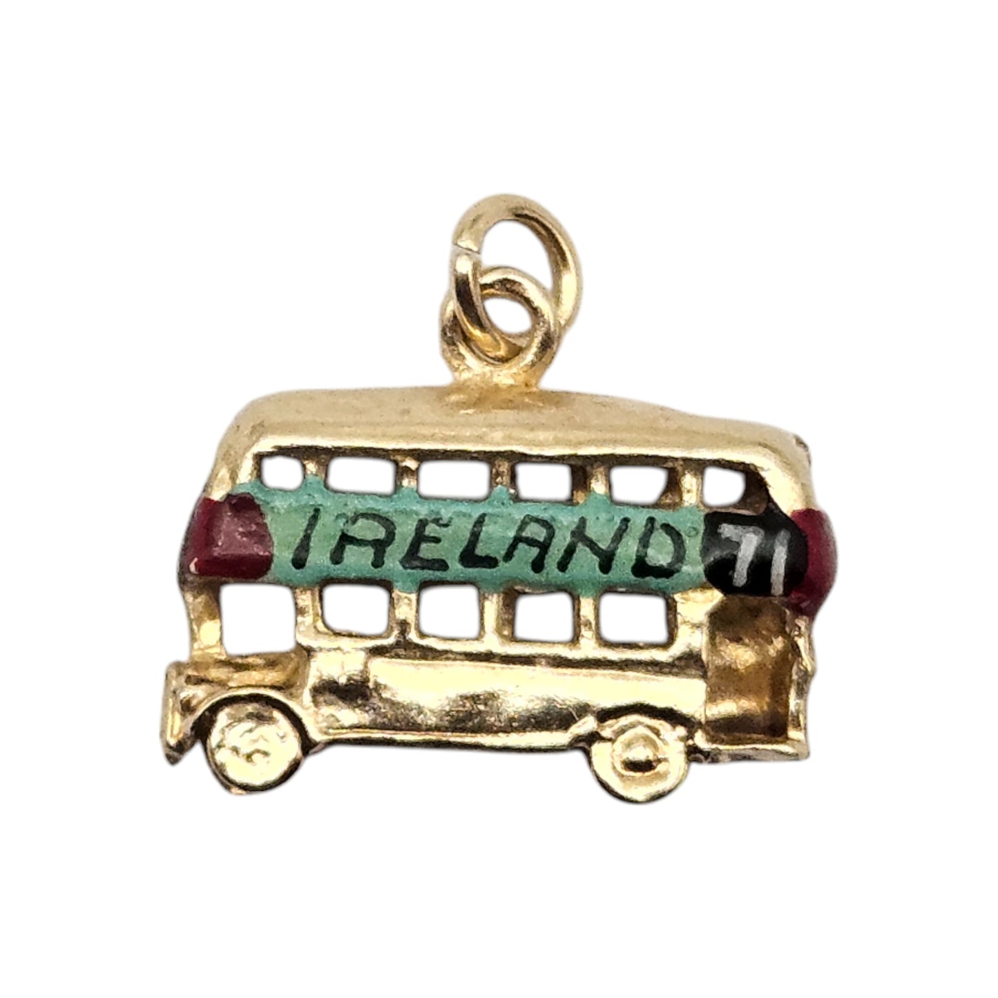 9ct 375 Yellow Gold Double Decker Bus Charm 1978 L 1.8 cm 2.8 g.