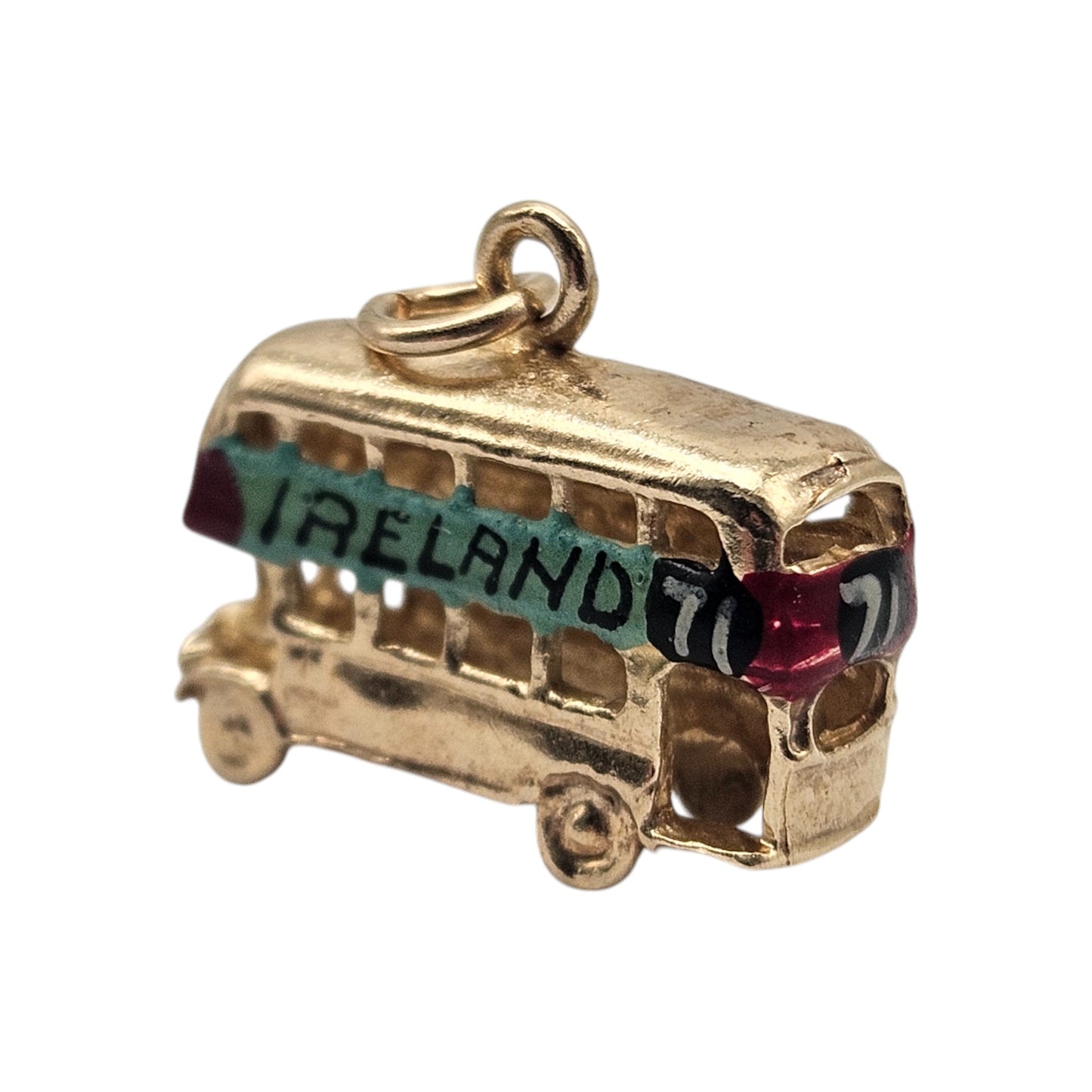 9ct 375 Yellow Gold Double Decker Bus Charm 1978 L 1.8 cm 2.8 g.