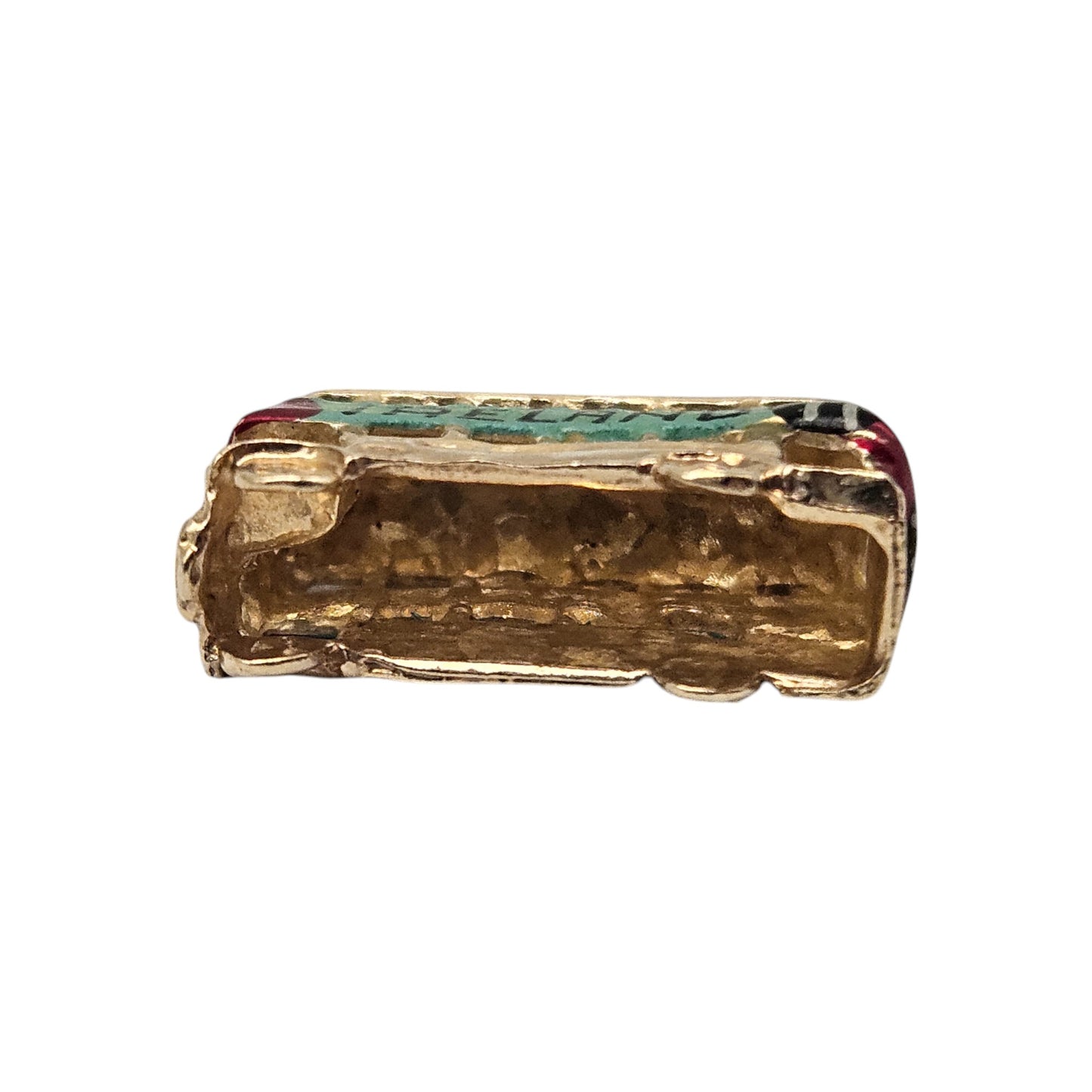 9ct 375 Yellow Gold Double Decker Bus Charm 1978 L 1.8 cm 2.8 g.