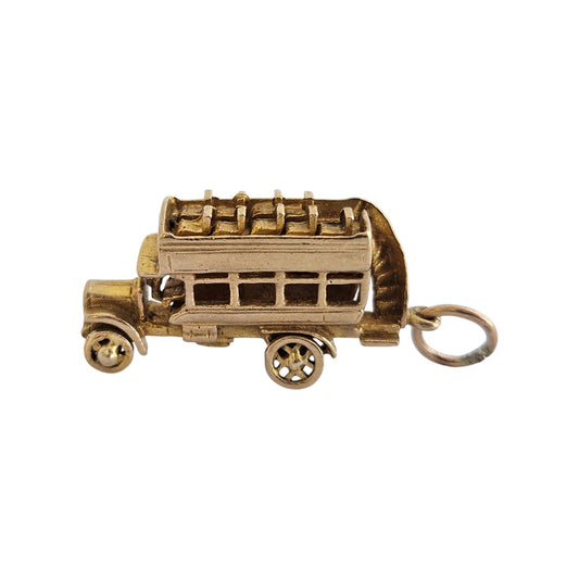 Georg Jensen 9ct 375 Yellow Gold Vintage Double Decker Bus 1960 L 2.5 cm 6.8 g