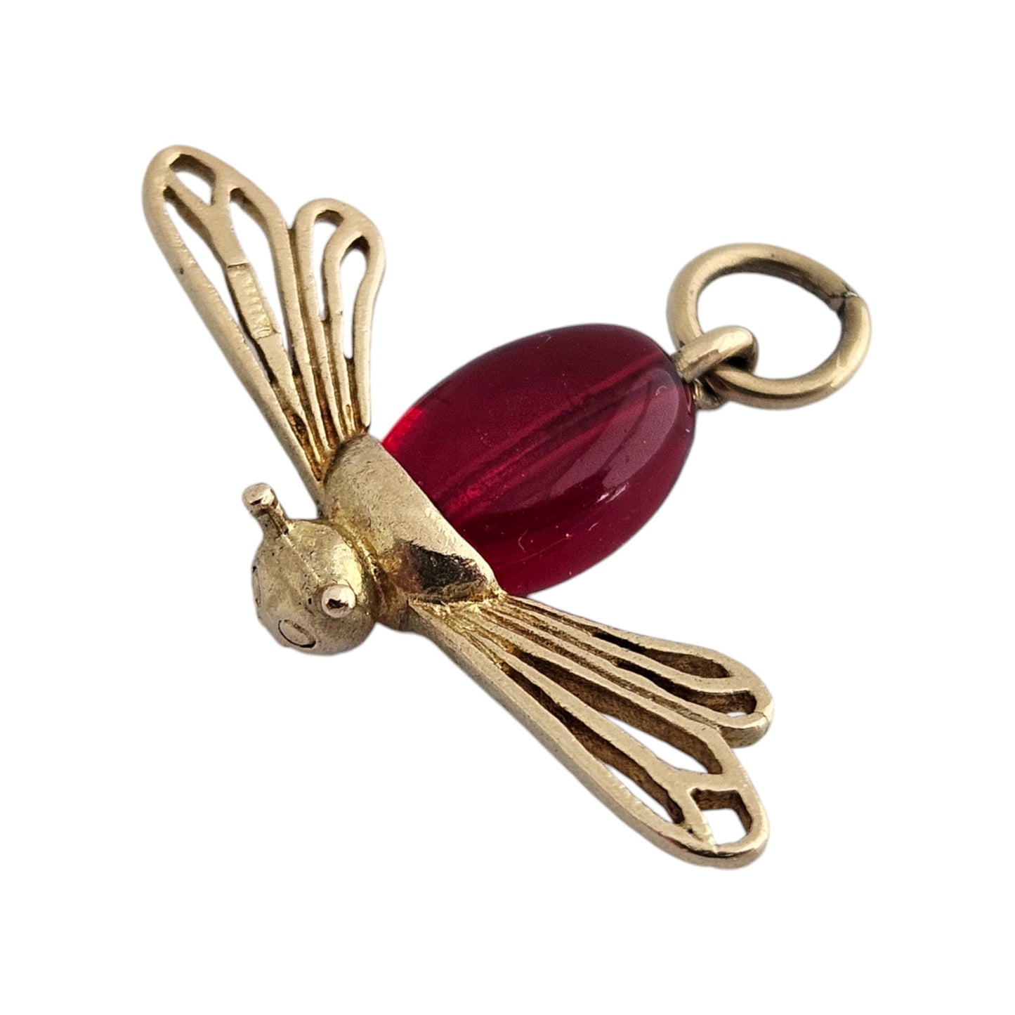 9ct 375 Yellow Gold Dragonfly Insect Charm 1962 L 1.5 cm 2.1 g