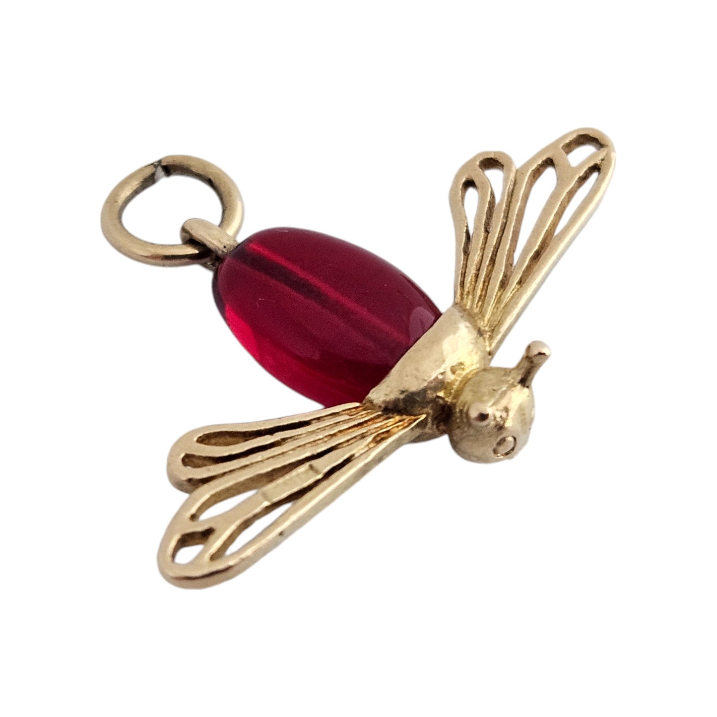 9ct 375 Yellow Gold Dragonfly Insect Charm 1962 L 1.5 cm 2.1 g