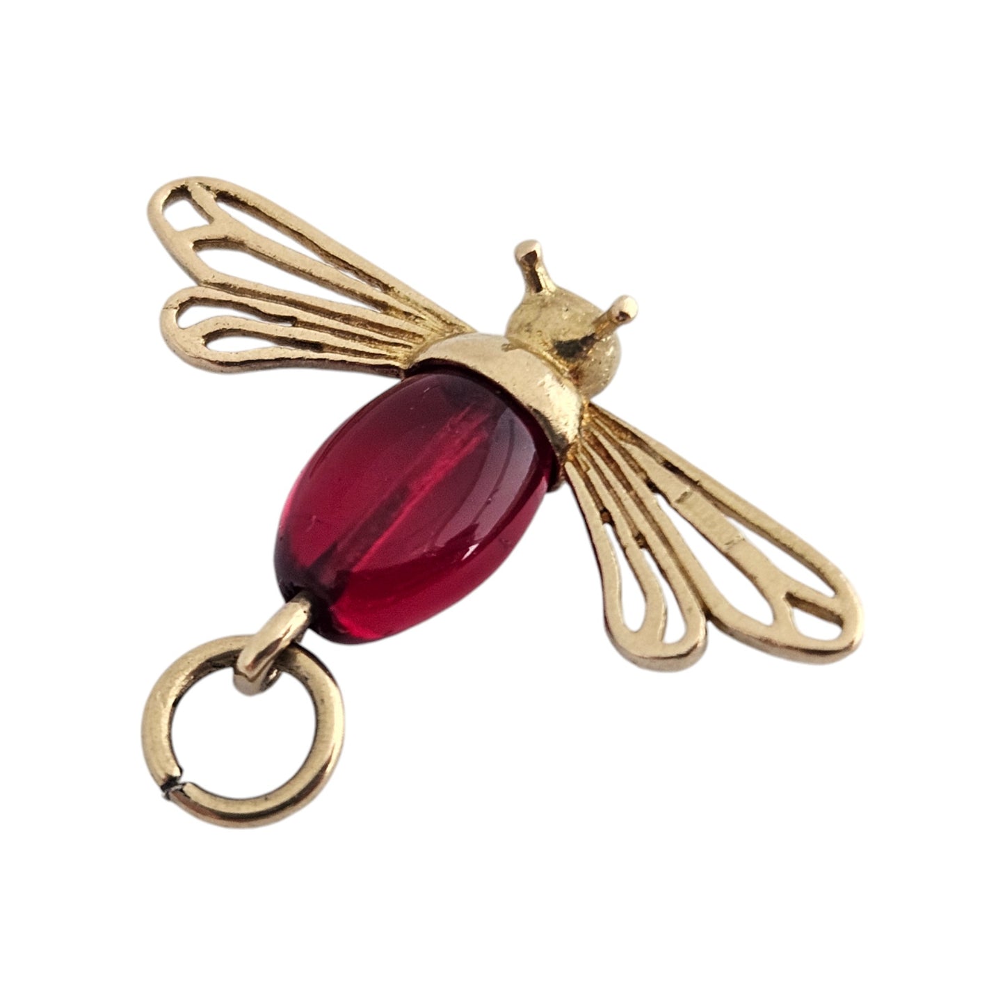 9ct 375 Yellow Gold Dragonfly Insect Charm 1962 L 1.5 cm 2.1 g