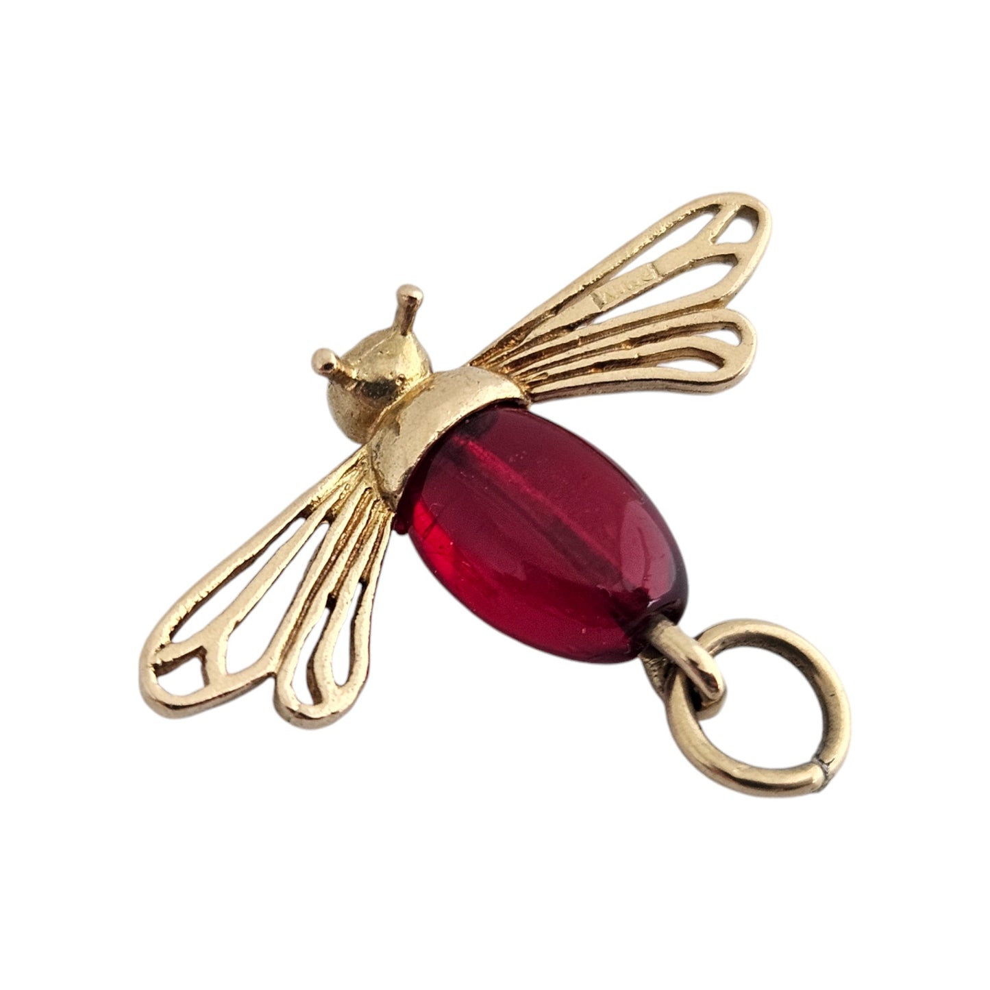 9ct 375 Yellow Gold Dragonfly Insect Charm 1962 L 1.5 cm 2.1 g