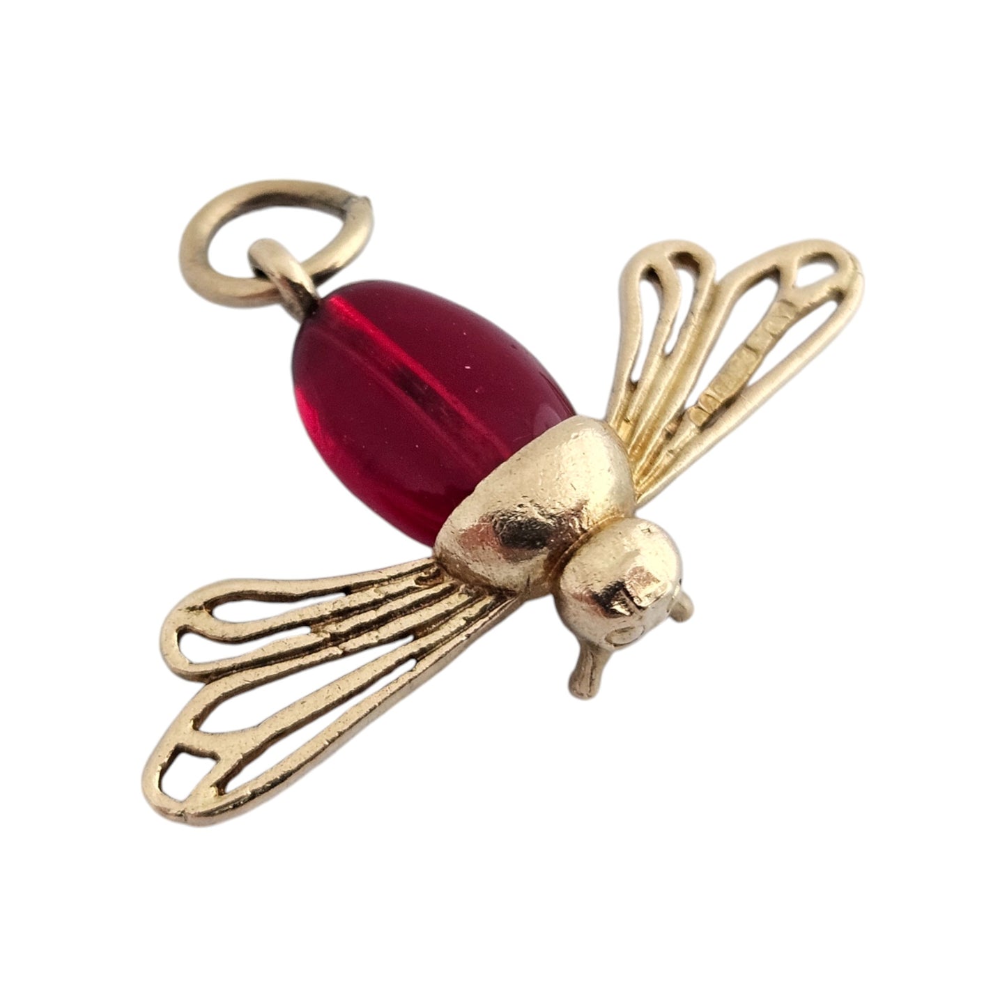 9ct 375 Yellow Gold Dragonfly Insect Charm 1962 L 1.5 cm 2.1 g