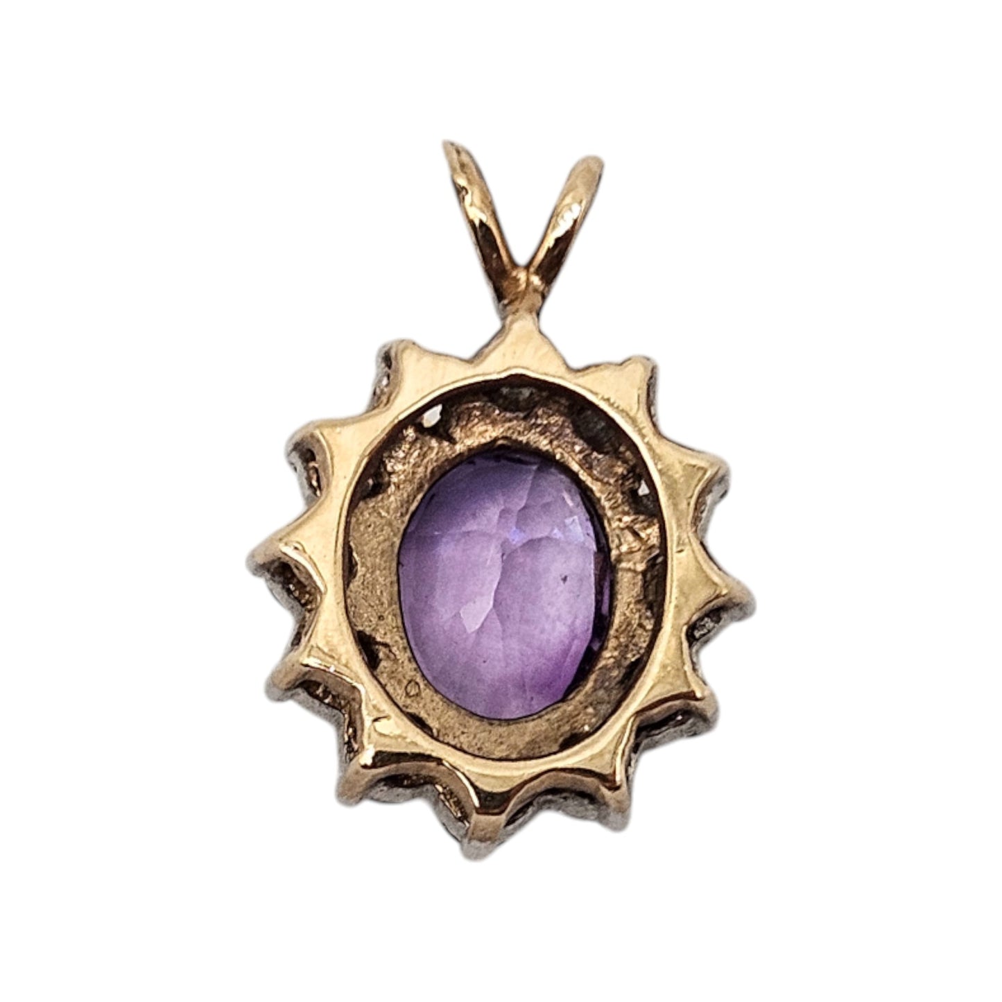 9ct 375 Yellow Gold Dress Pendant with Amethyst and CZ c.1987