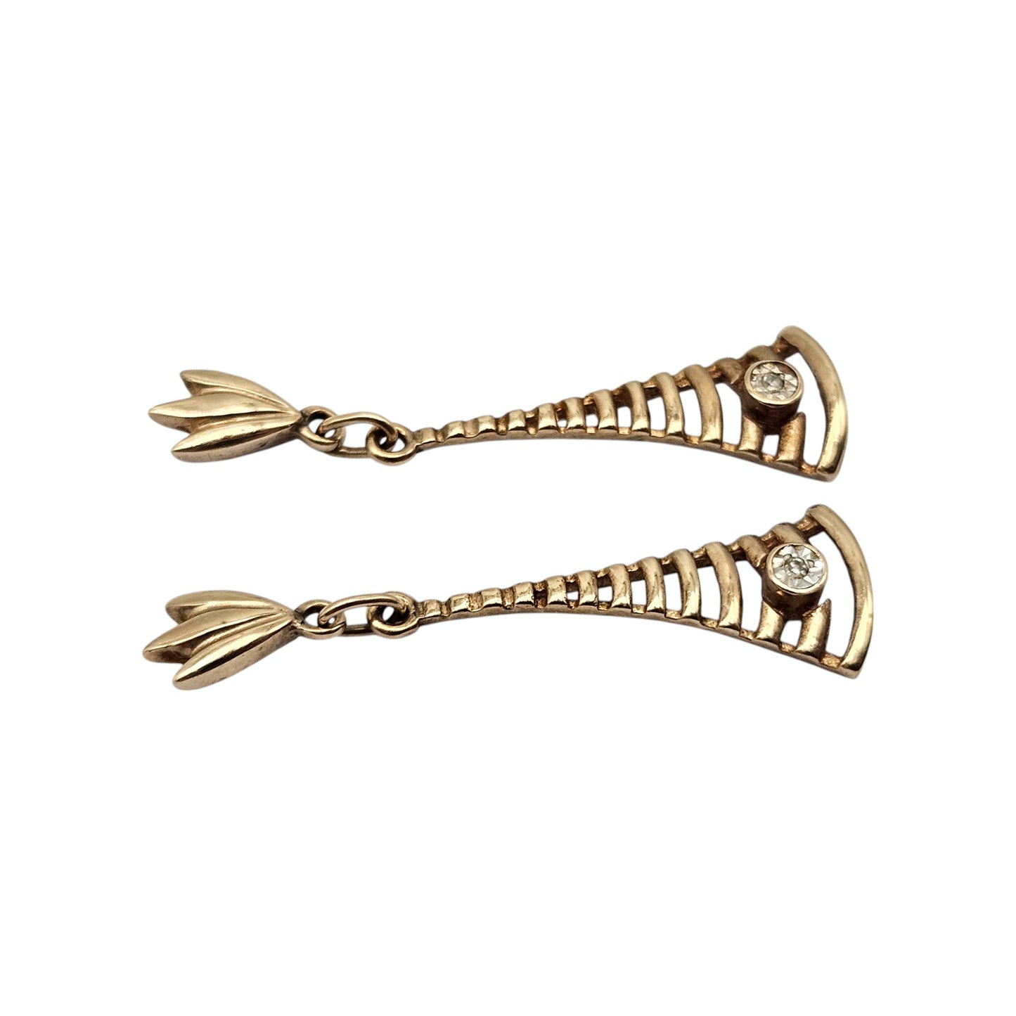 Pair of 9ct Yellow Gold Drop Earrings with Diamonds