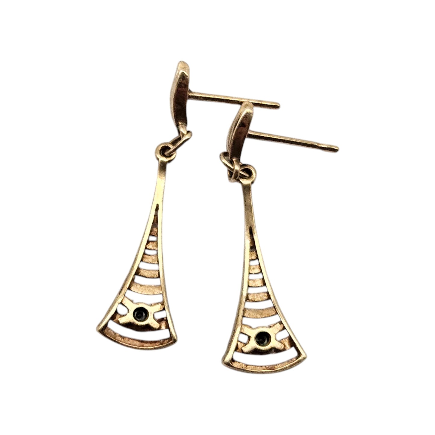 Pair of 9ct Yellow Gold Drop Earrings with Diamonds