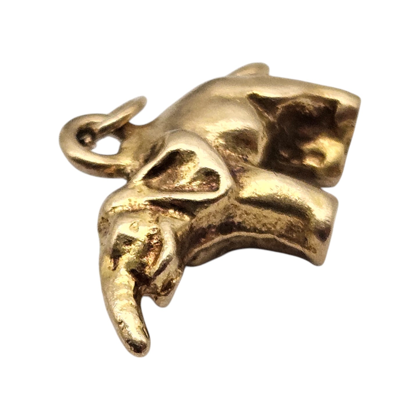 9ct 375 Cast Yellow Gold Elephant Charm 1948 L 1.8 cm 3.1 g.