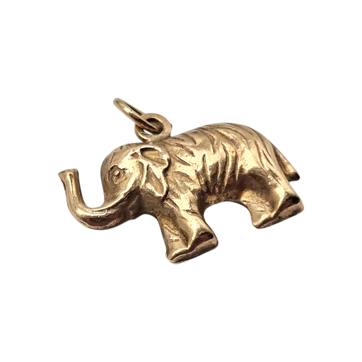 9ct Yellow Gold Elephant Charm c.1970's L 1.6 cm 0.9 g.