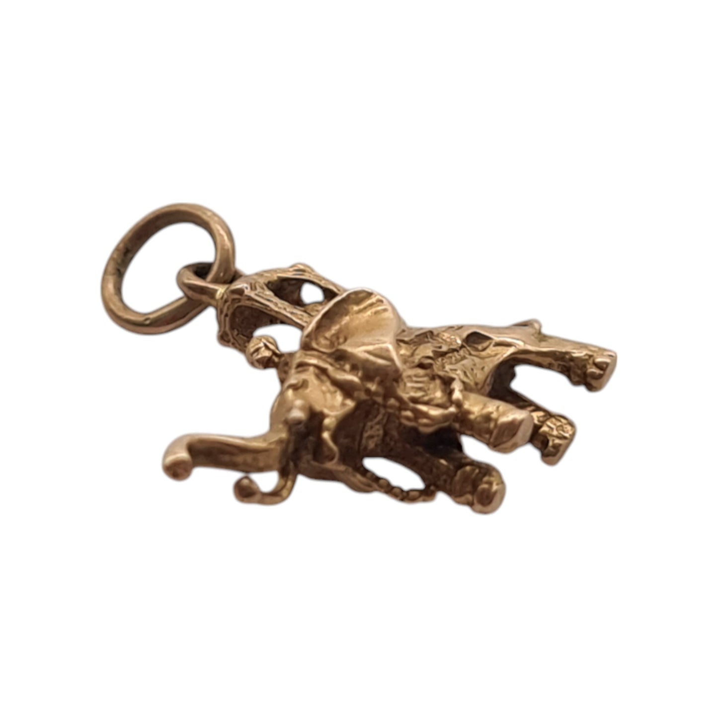 9ct 375 Yellow Gold Elephant Charm 1962 L 1.8 cm 2.2 g