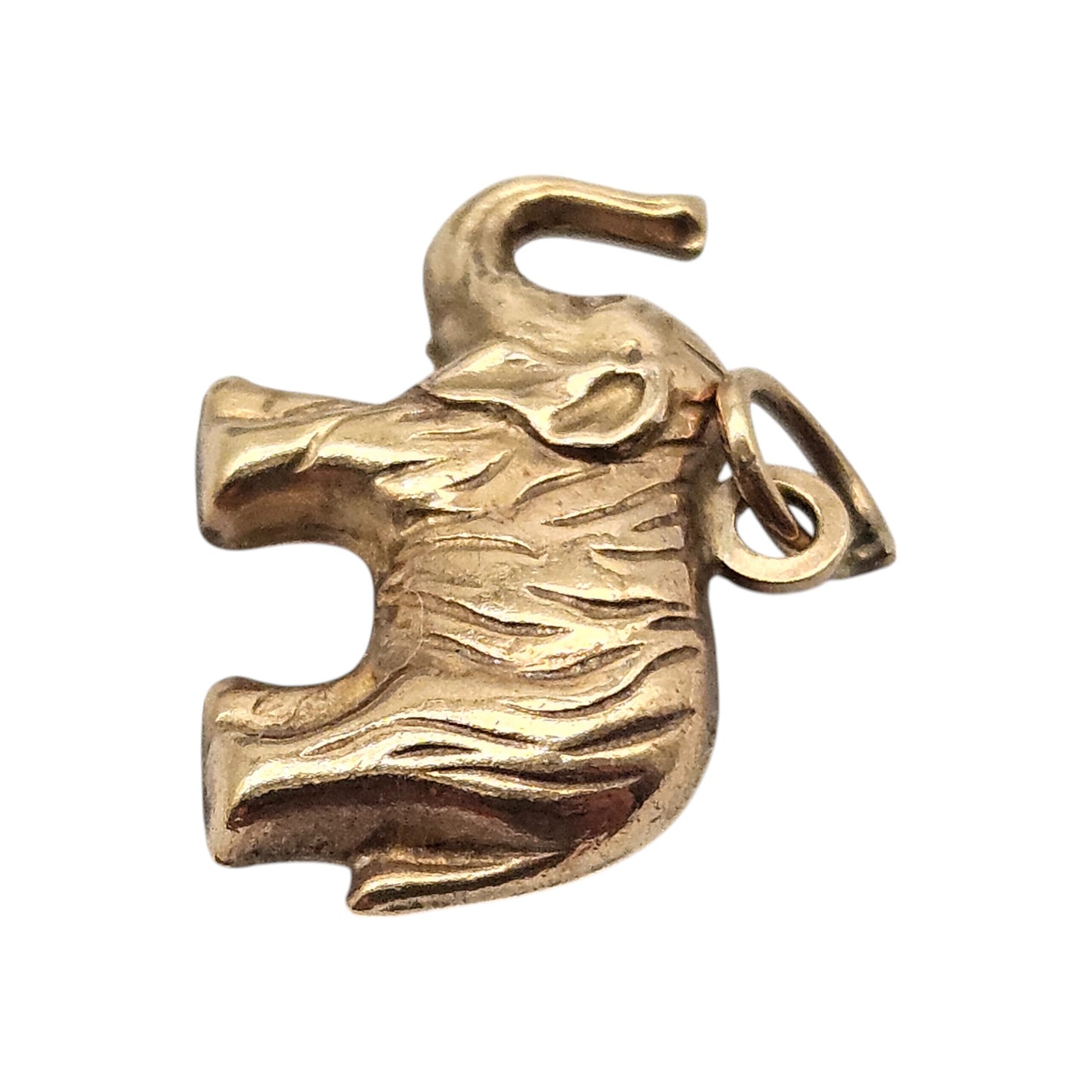 9ct Yellow Gold Elephant Charm c.1970's L 1.6 cm 0.9 g.
