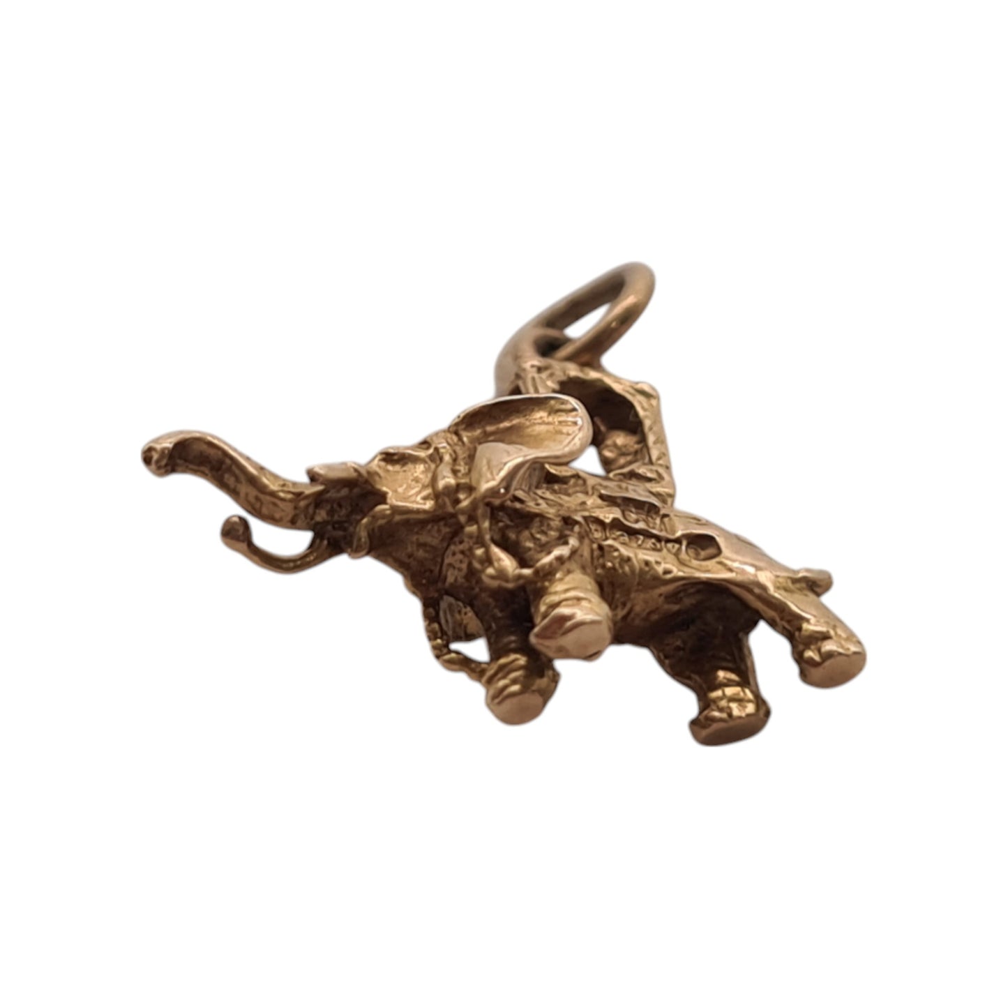 9ct 375 Yellow Gold Elephant Charm 1962 L 1.8 cm 2.2 g