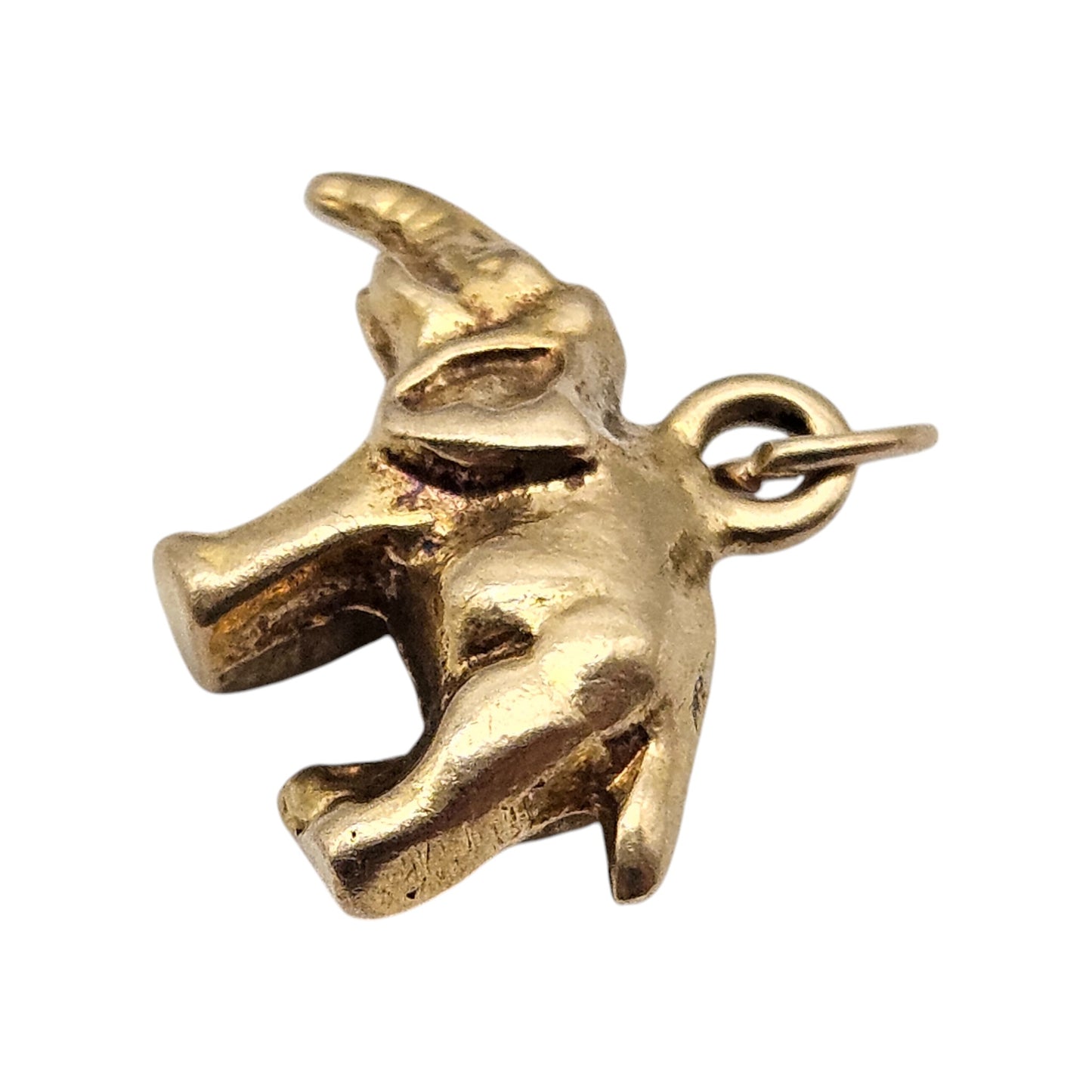 9ct 375 Cast Yellow Gold Elephant Charm 1948 L 1.8 cm 3.1 g.